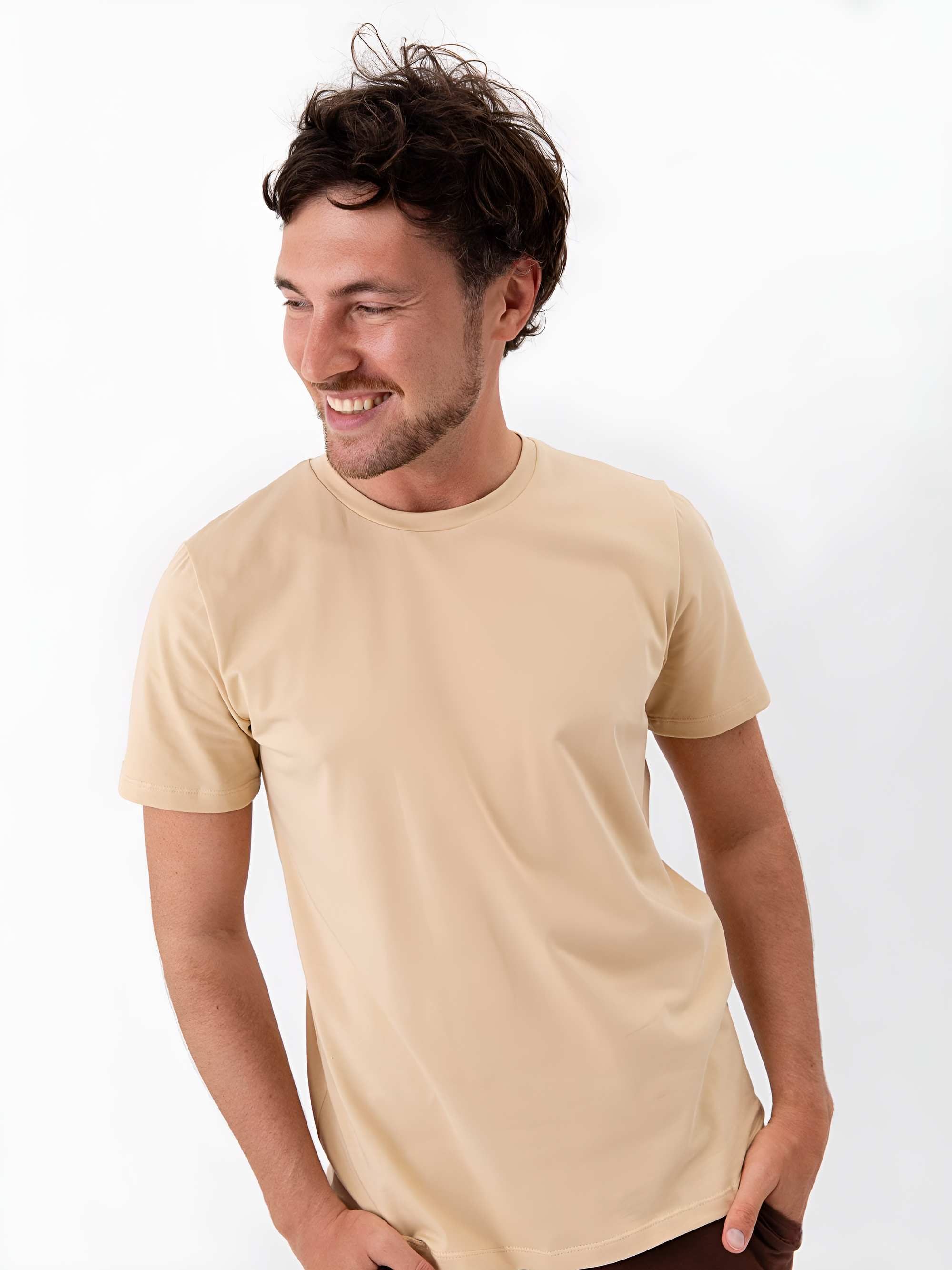 Beżowy T-shirt męski