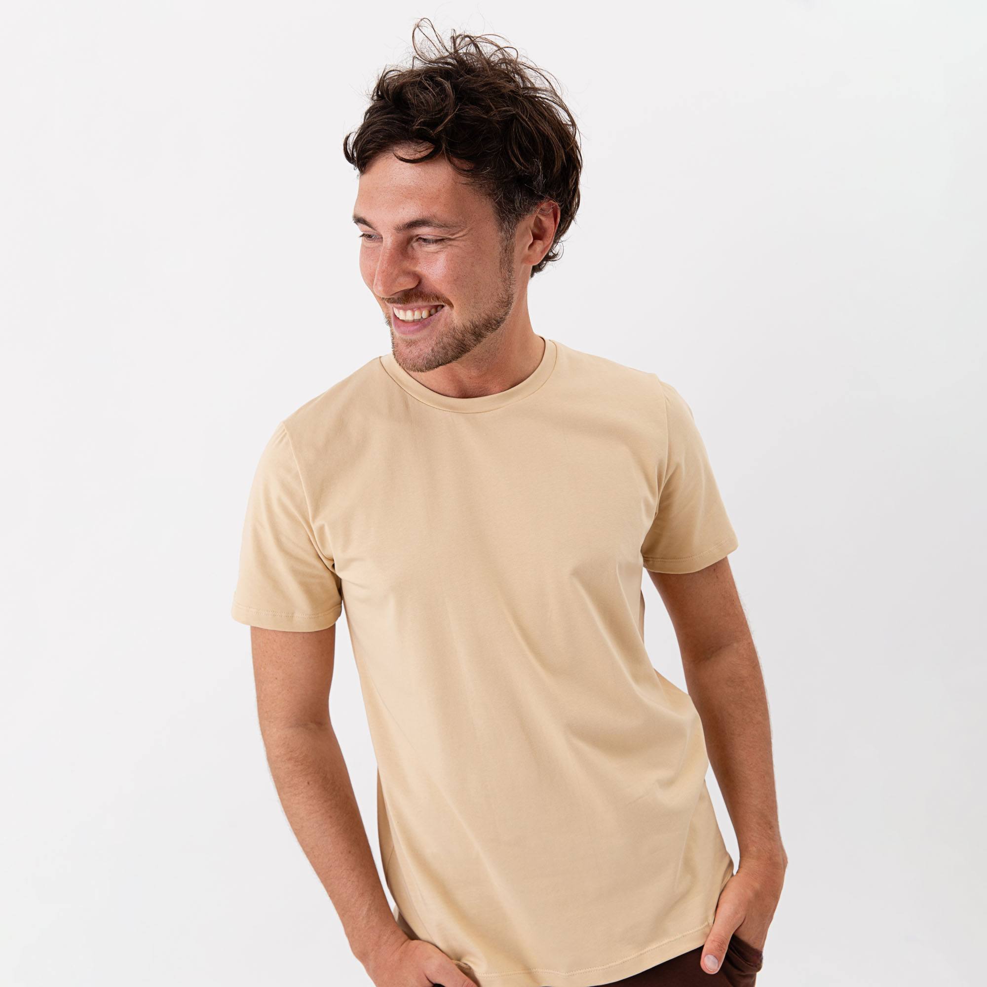 Beżowy T-shirt męski