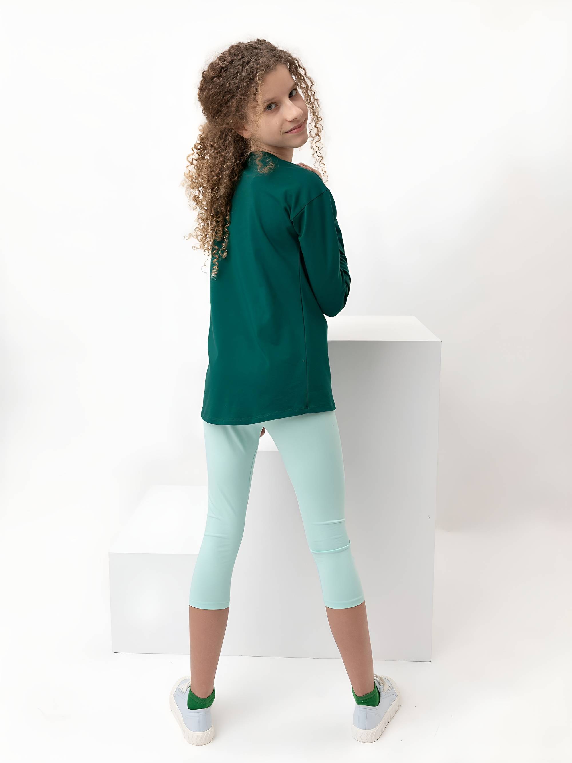 Miętowe legginsy 3/4 Junior