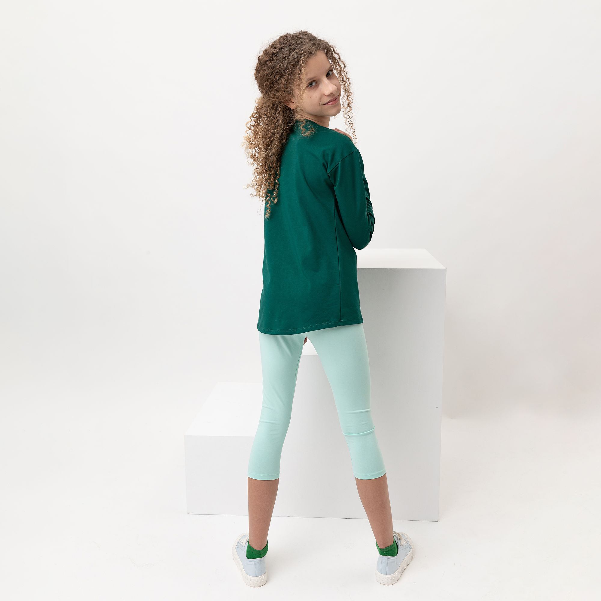 Miętowe legginsy 3/4 Junior