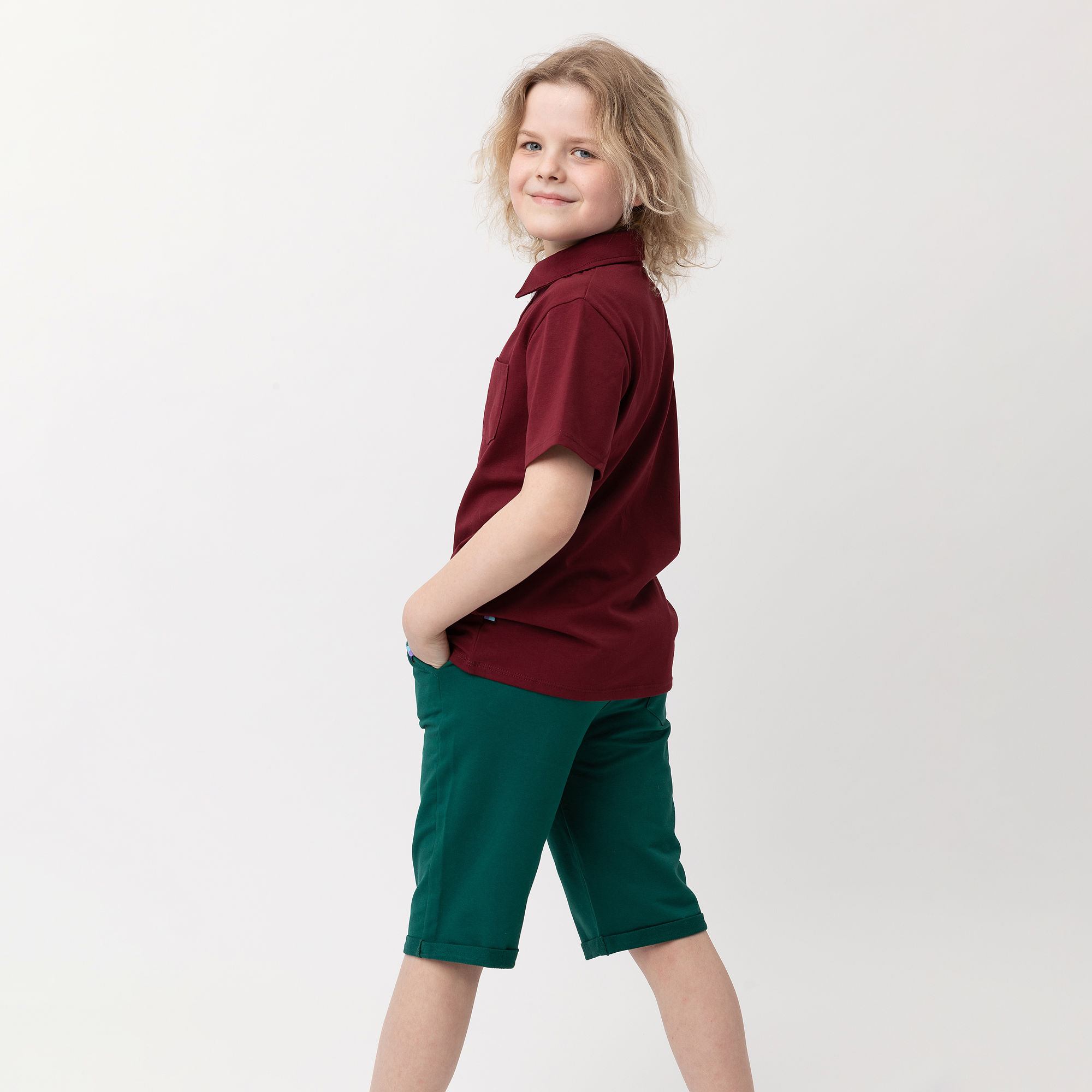 Bordowa koszulka polo Junior
