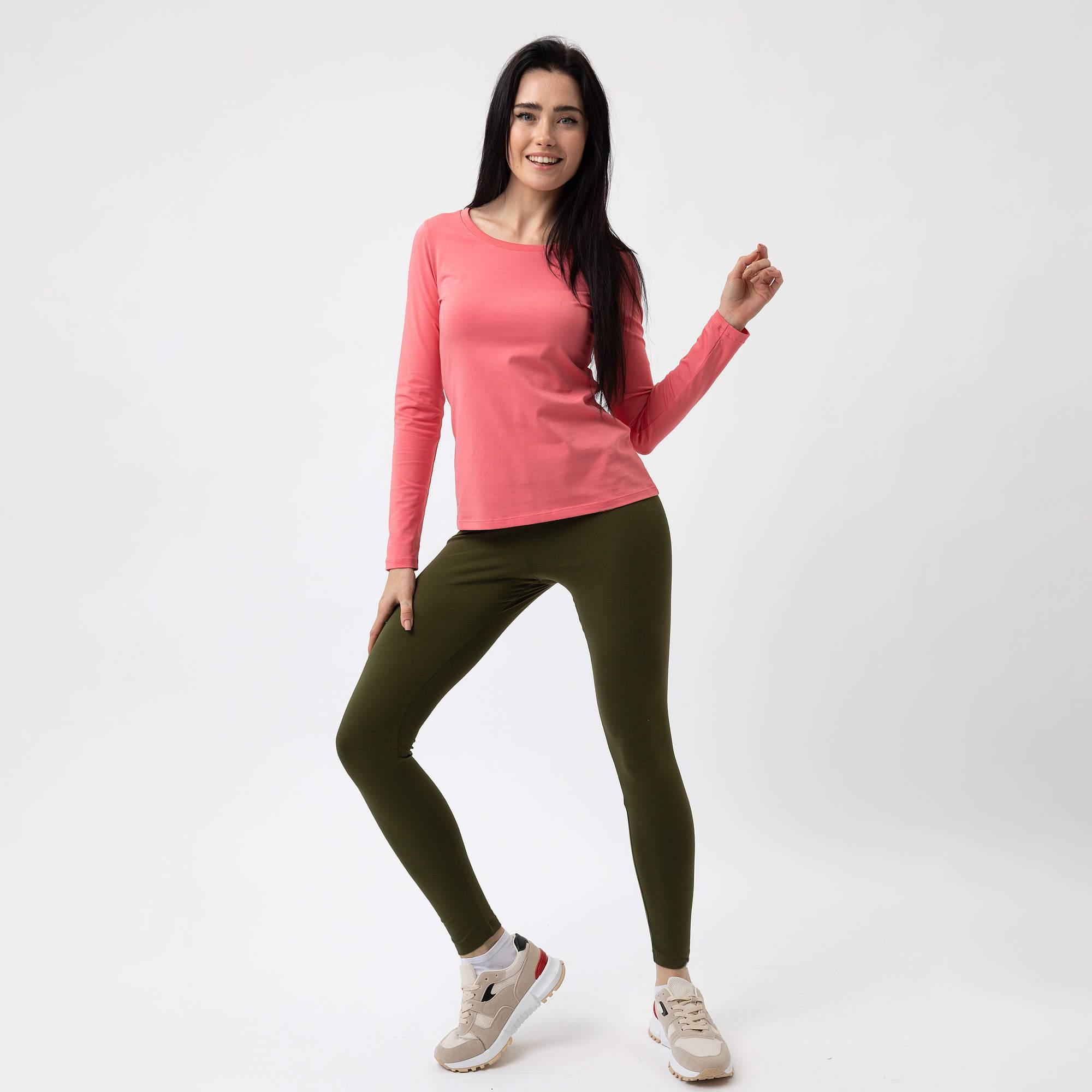 Khaki legginsy z gumką w pasie