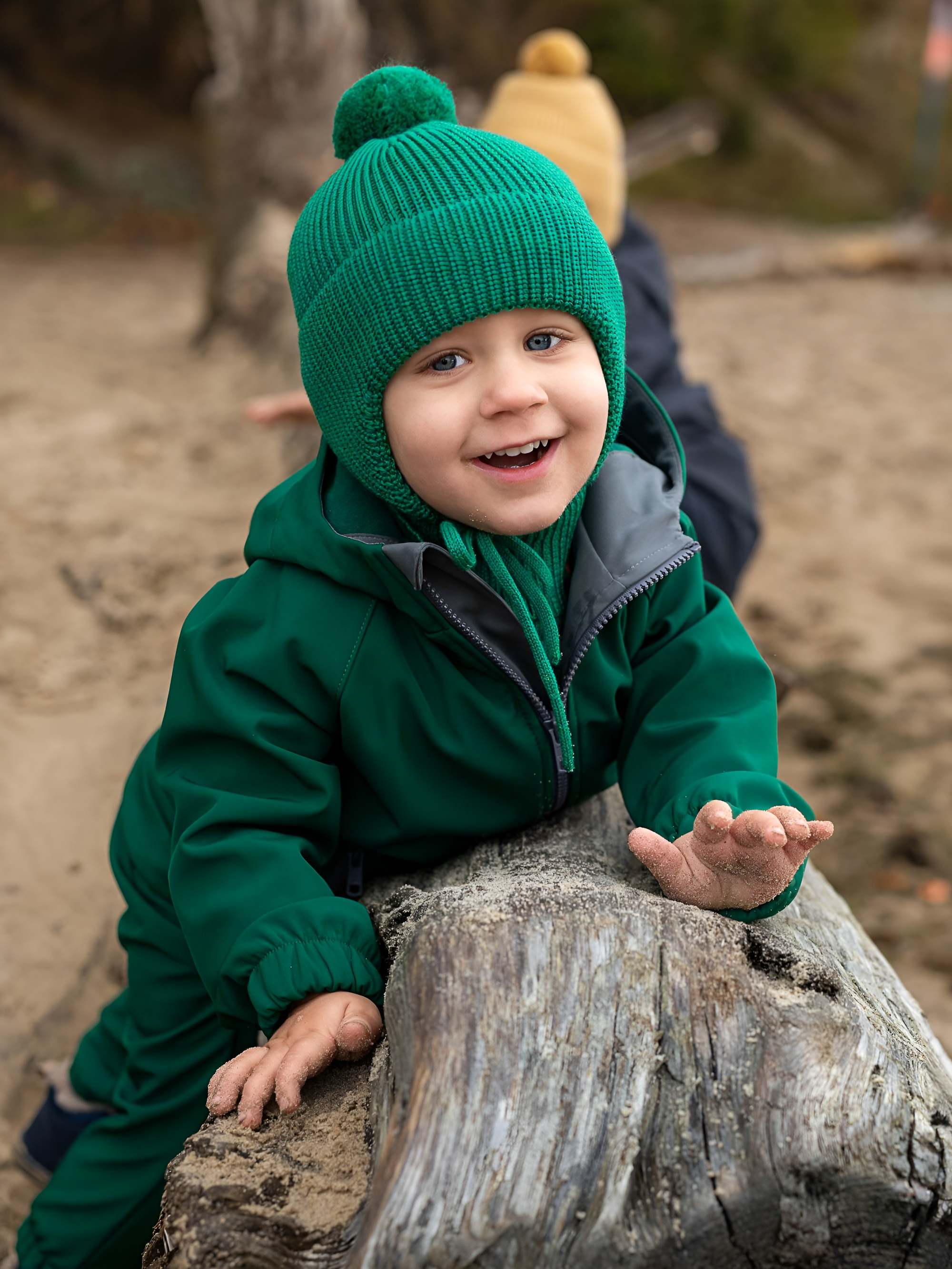 Green merino wool hat Baby