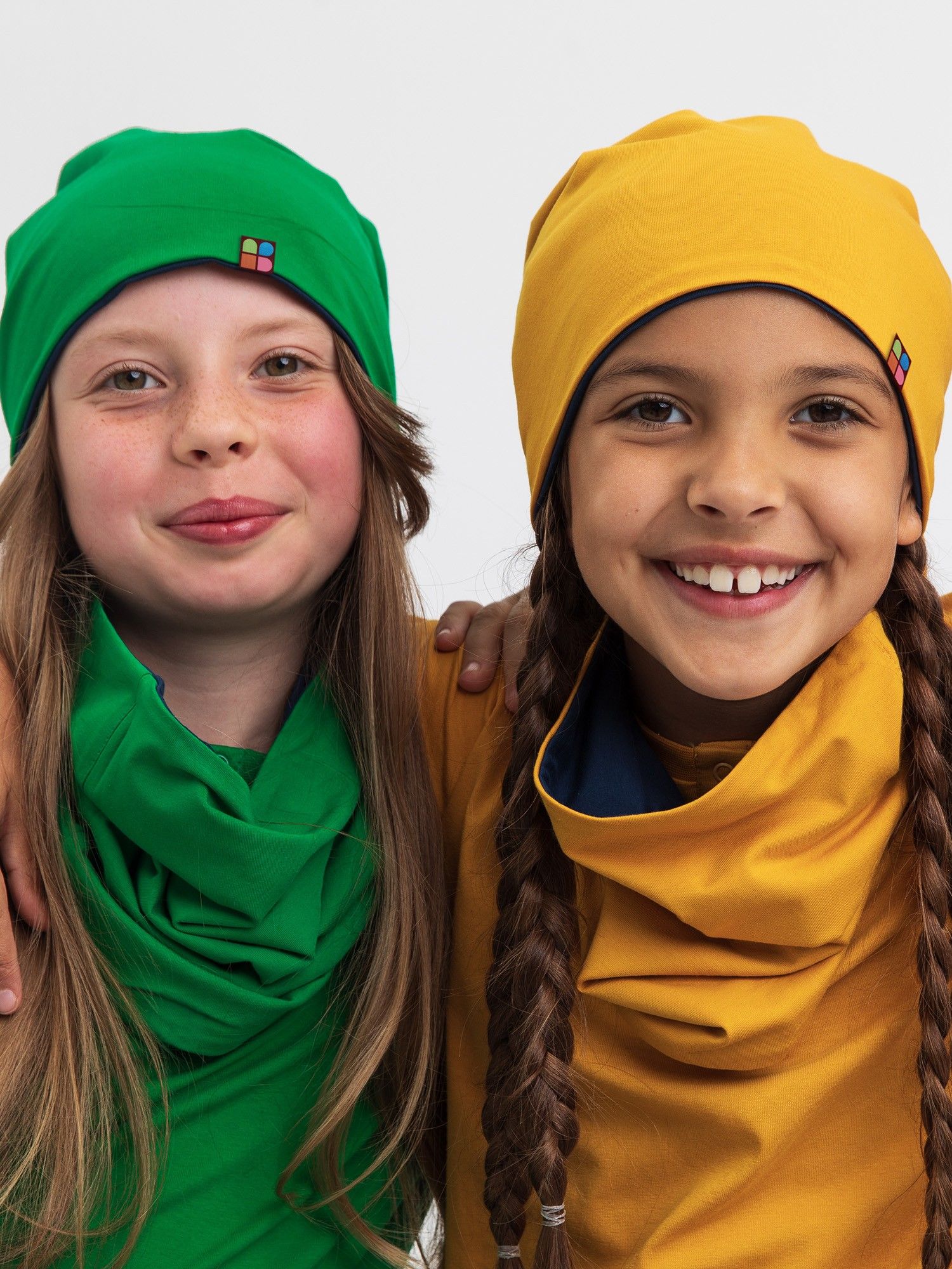 Navy blue-green Reversible Beanie & Neck Warmer Set Junior