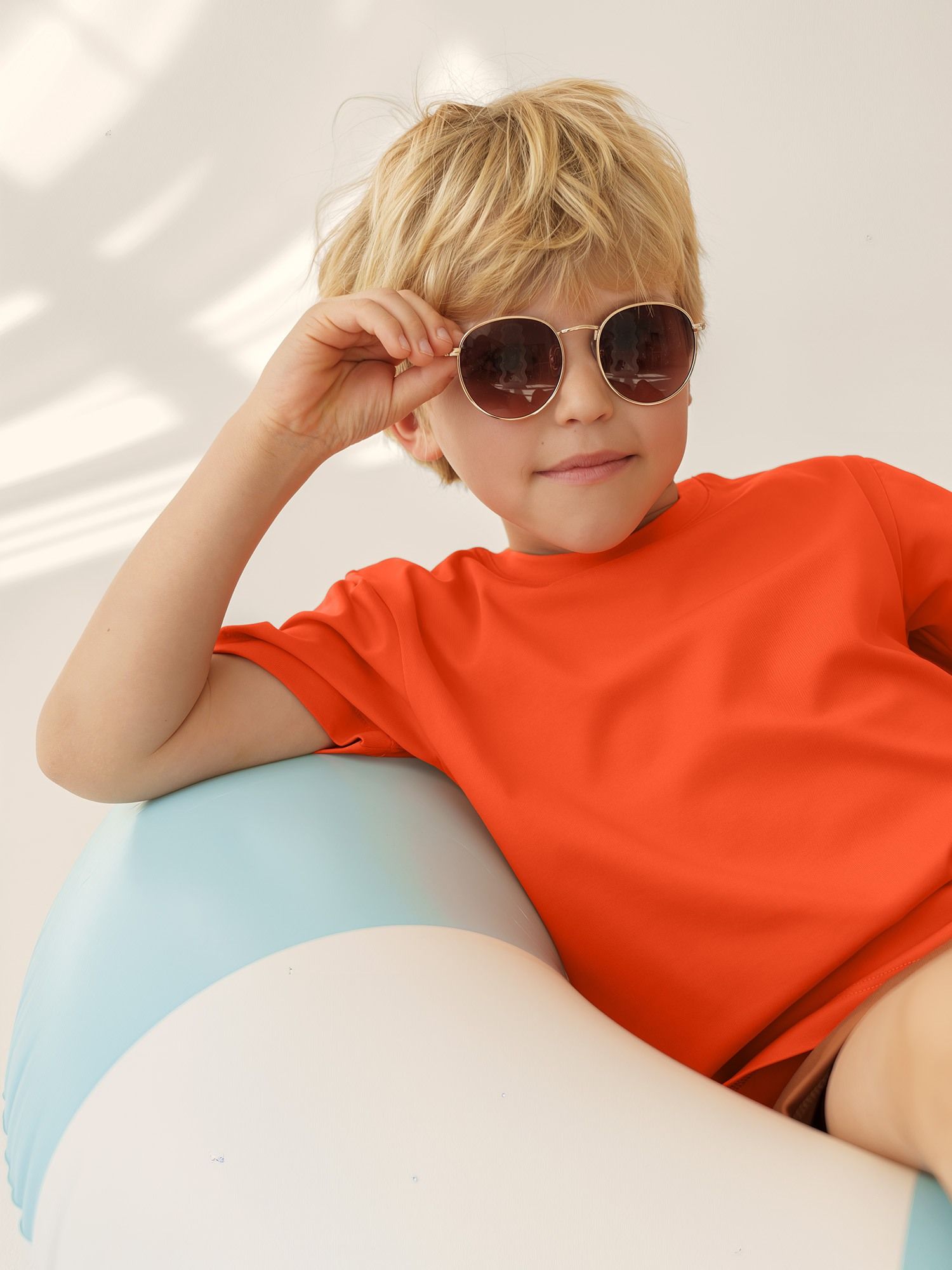 Orange Ribbed Hem T-shirt