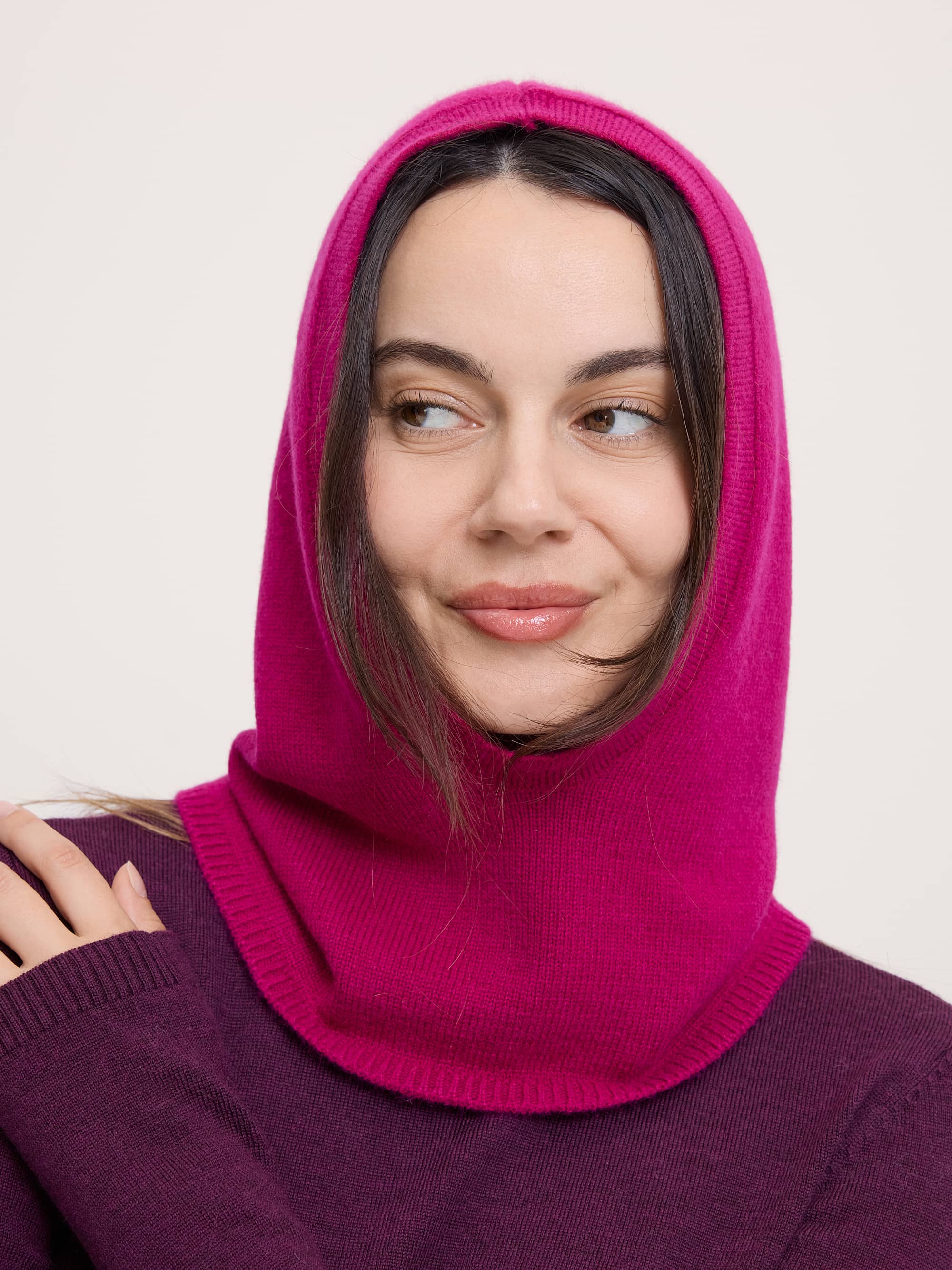 Amaranth Wool balaclava with cashmere