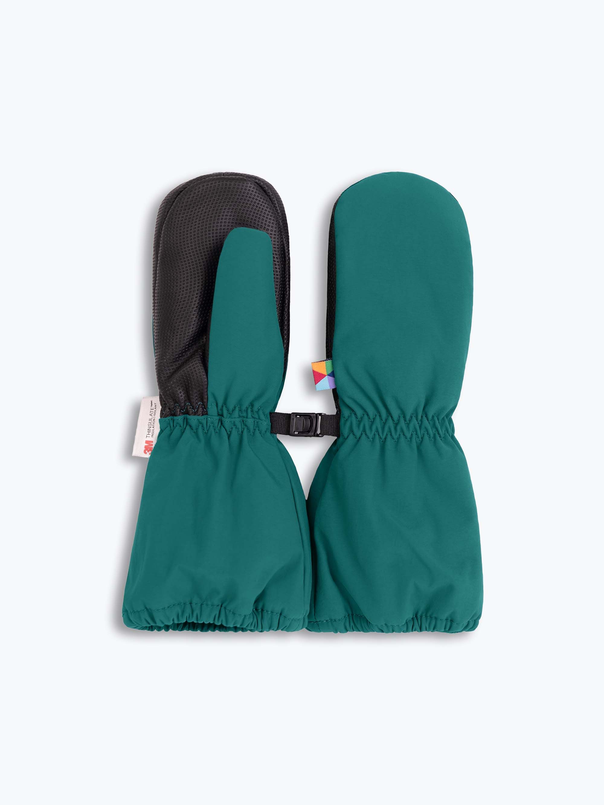 Bottle-green winter mittens kids