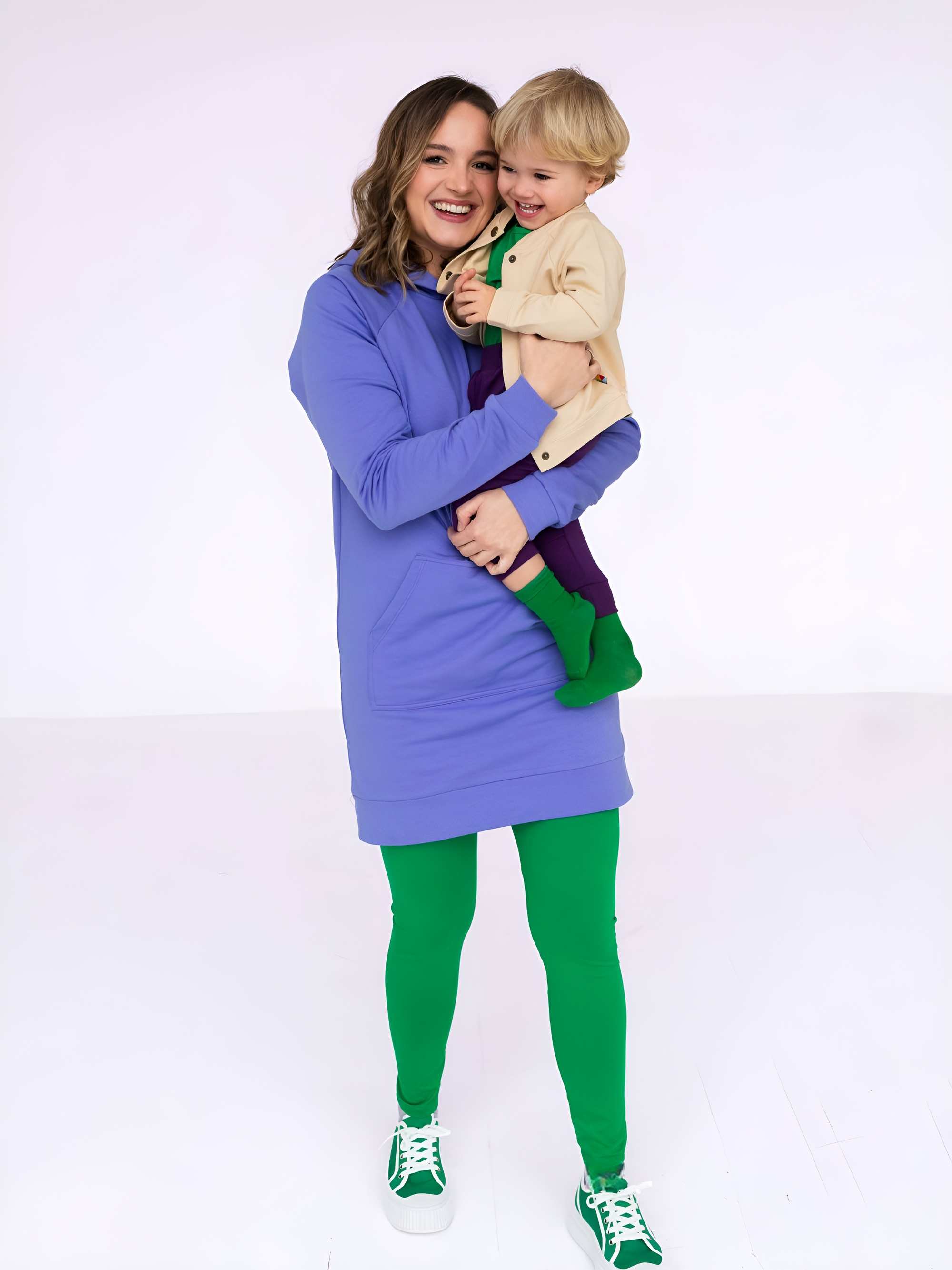 Zielone legginsy z gumką w pasie