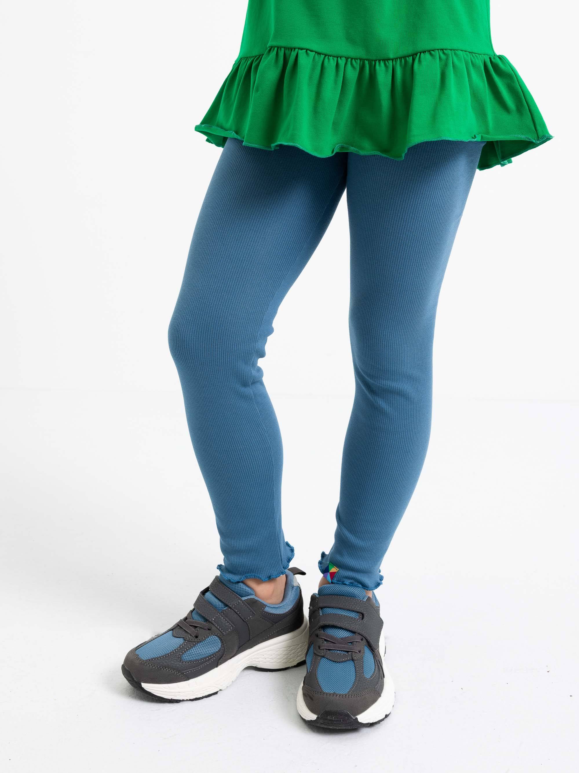 Ciemnoniebieskie legginsy prążkowane