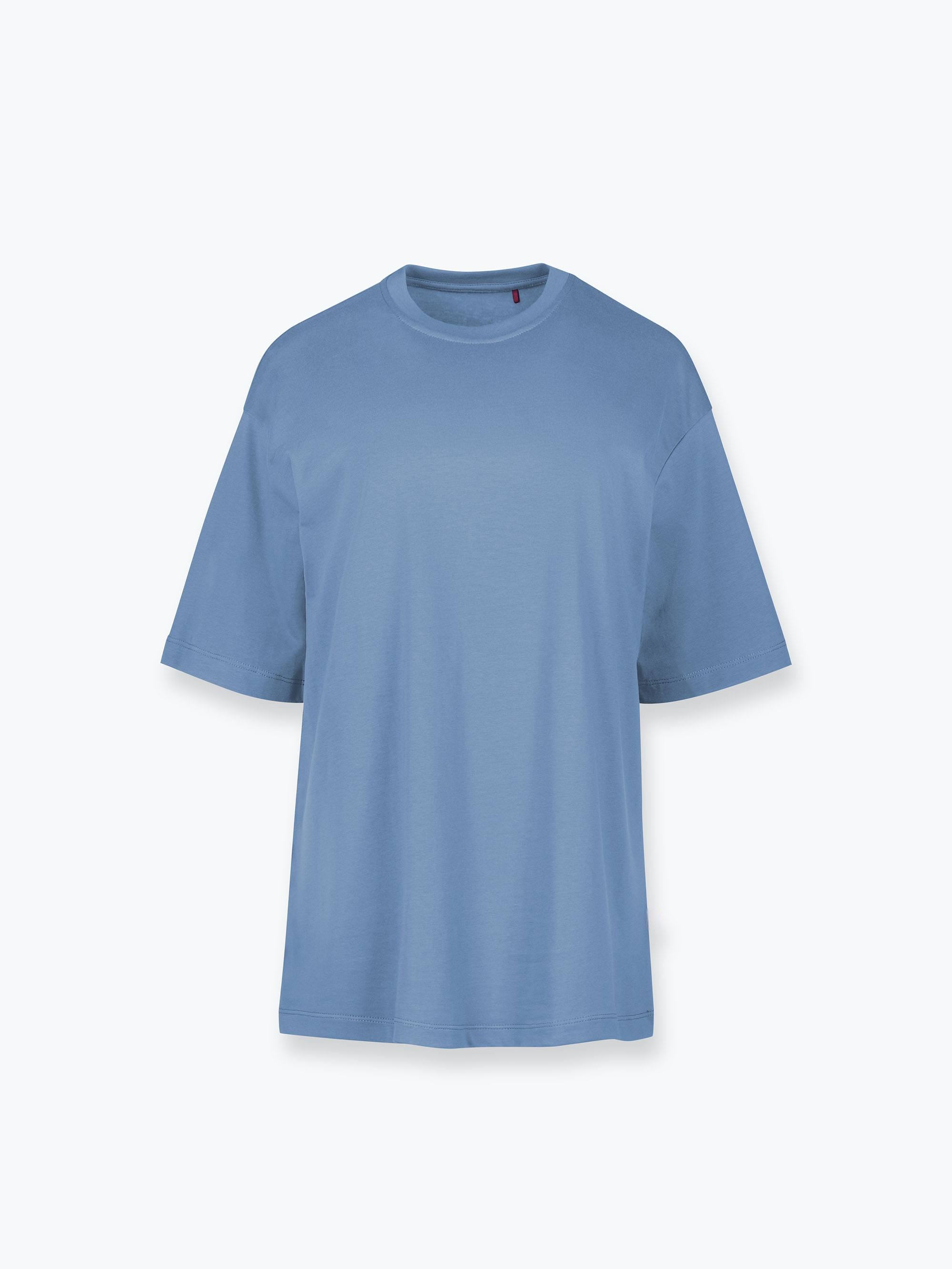 Błękitny T-shirt oversize damski