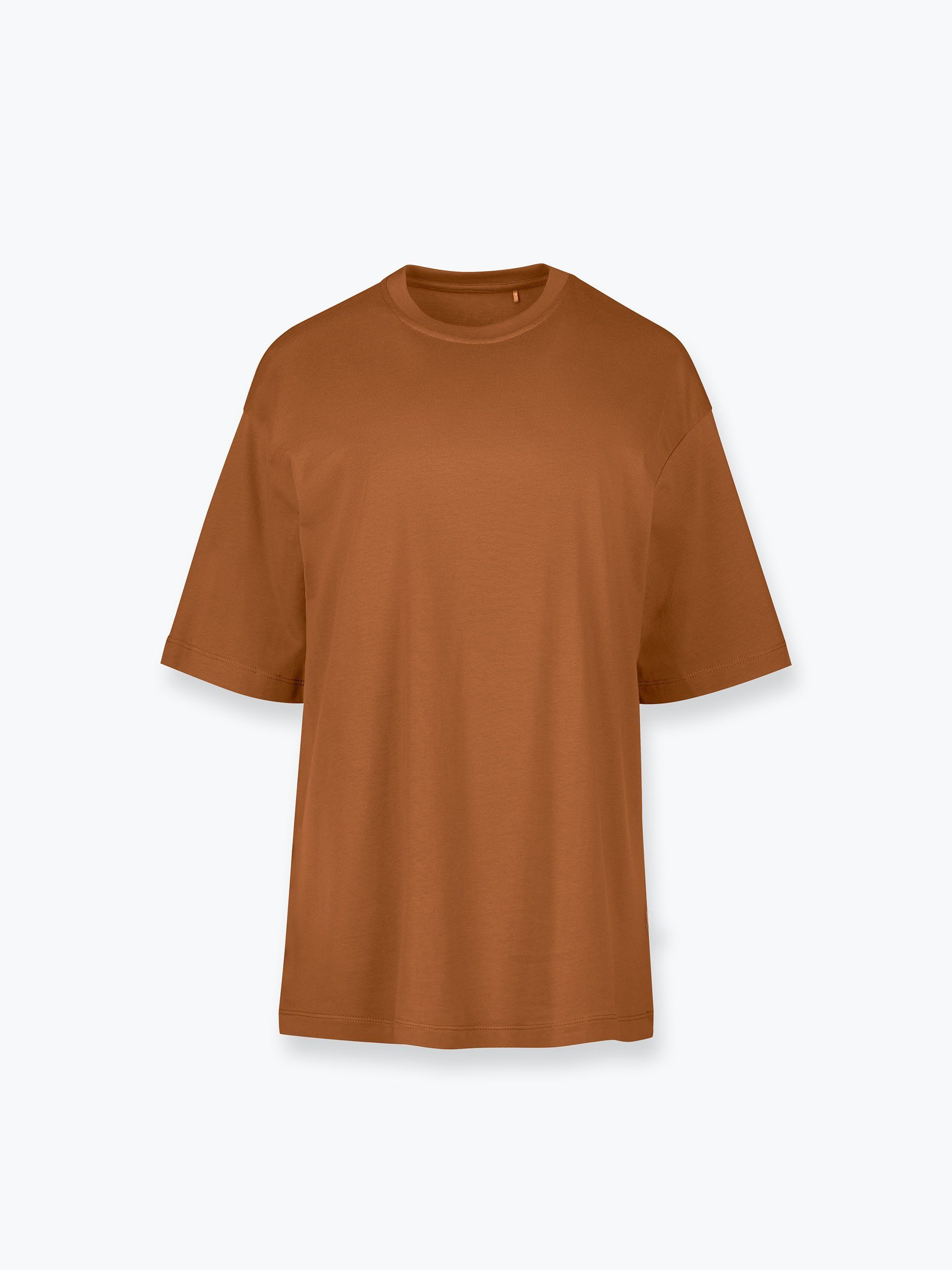 Karmelowy T-shirt oversize damski