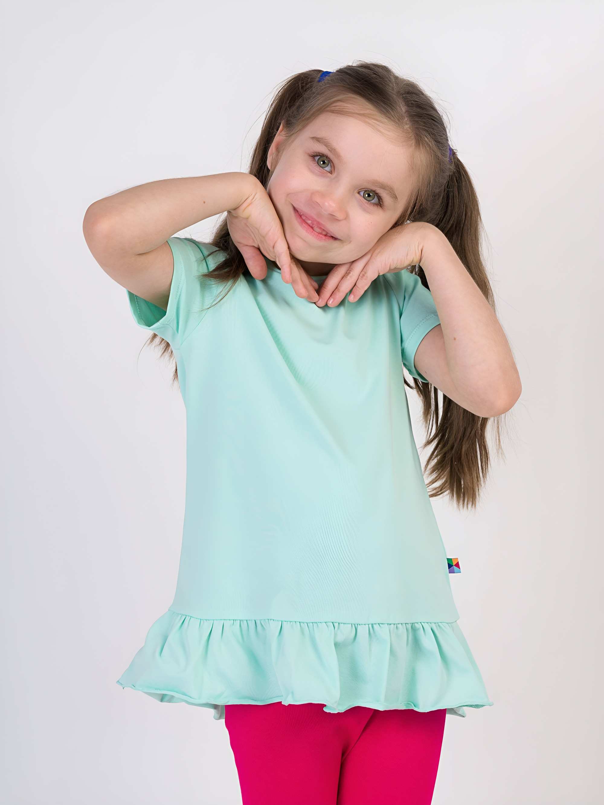 Mint ruffle short sleeve blouse