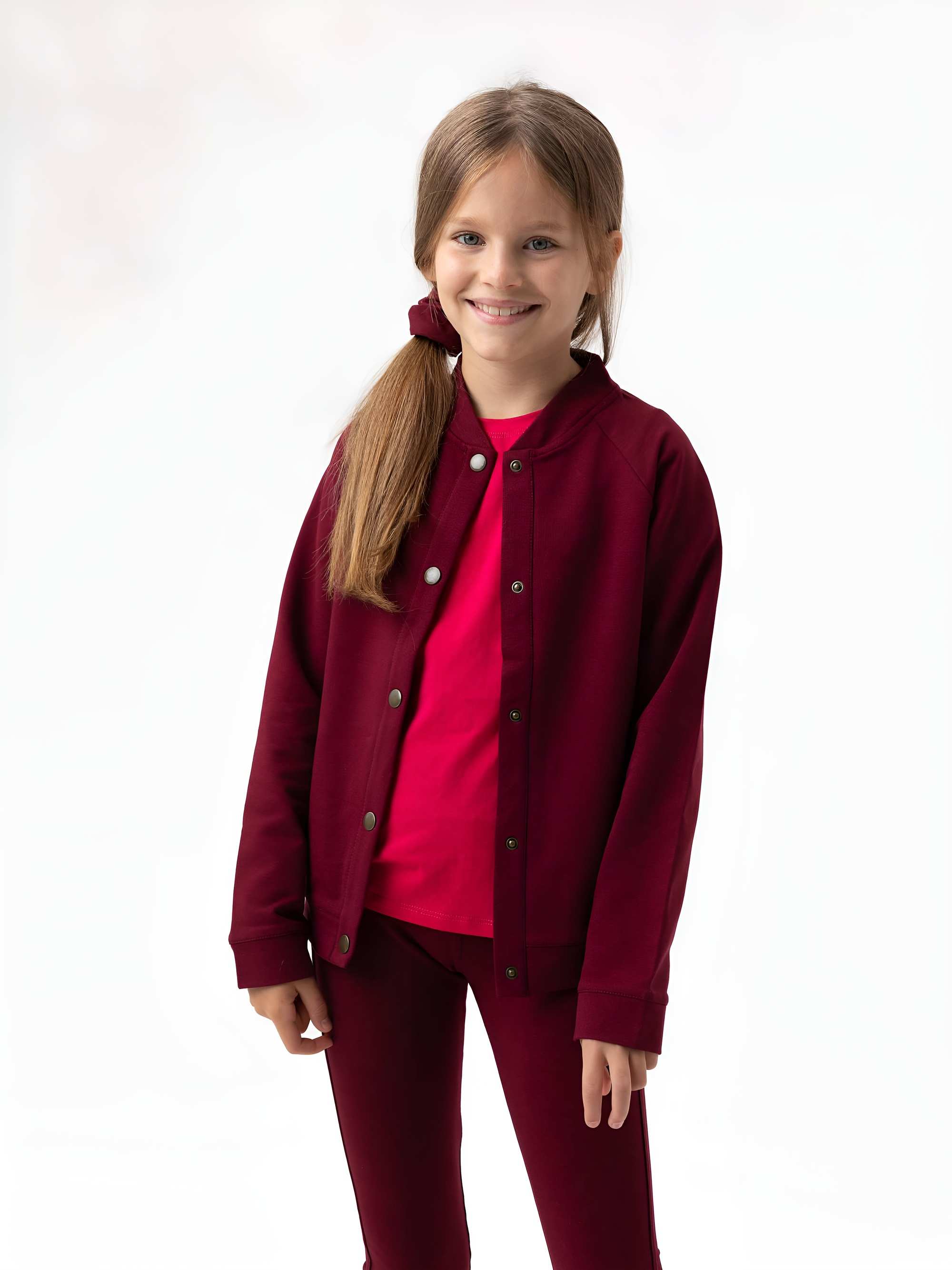 Bordowa bluza bomber