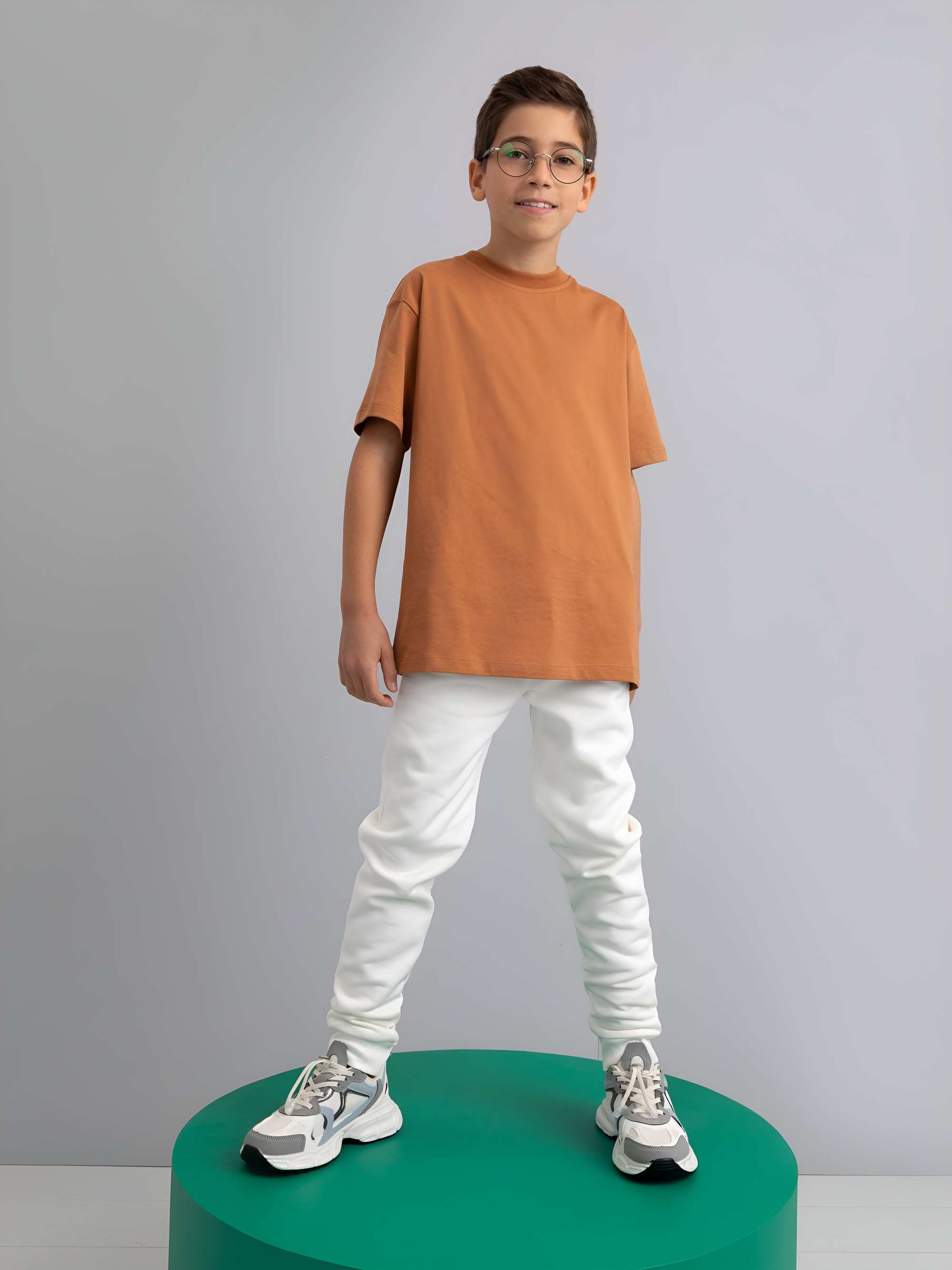 Karmelowy T-shirt oversize Junior