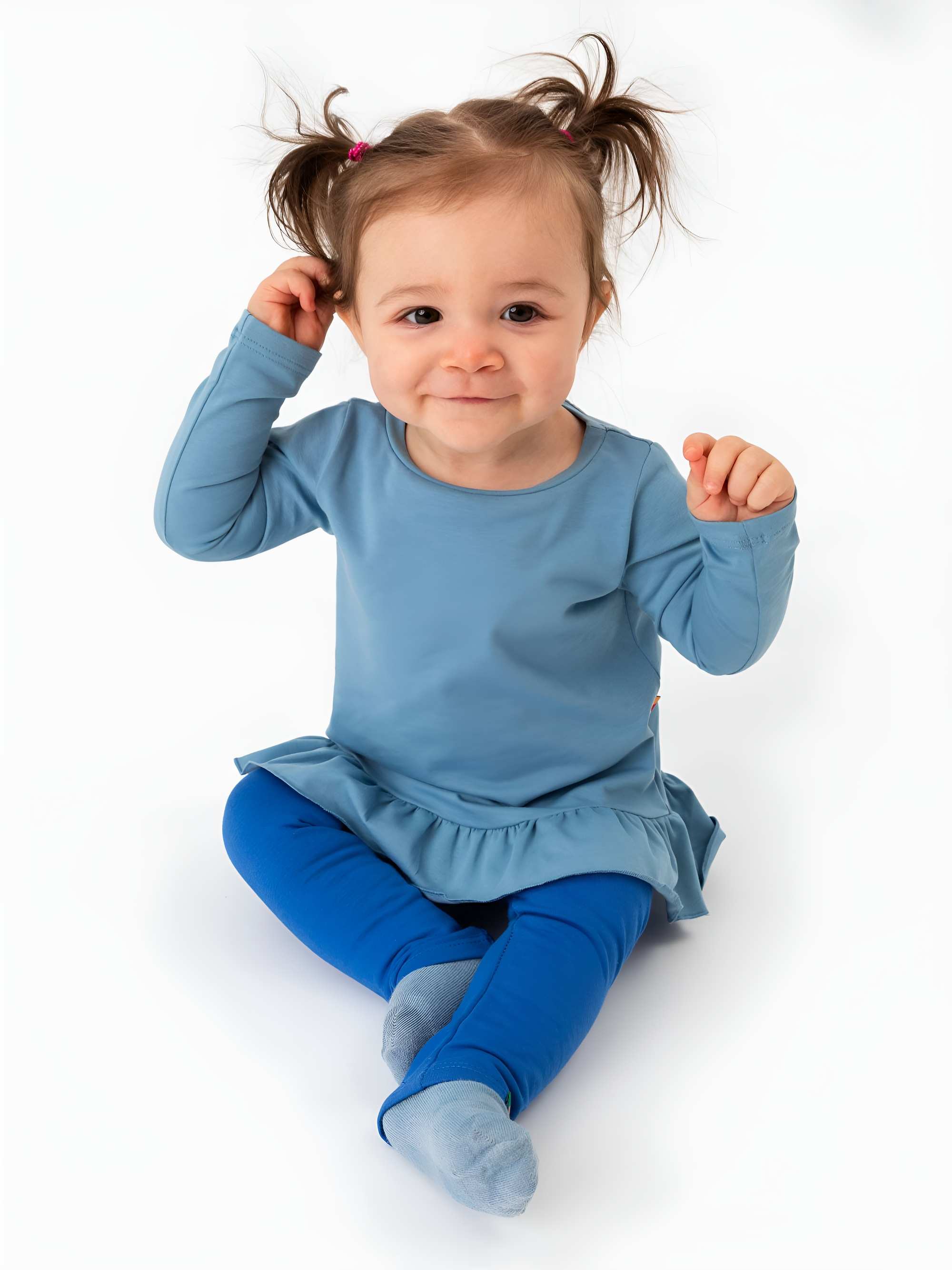 Niebieskie legginsy z meszkiem