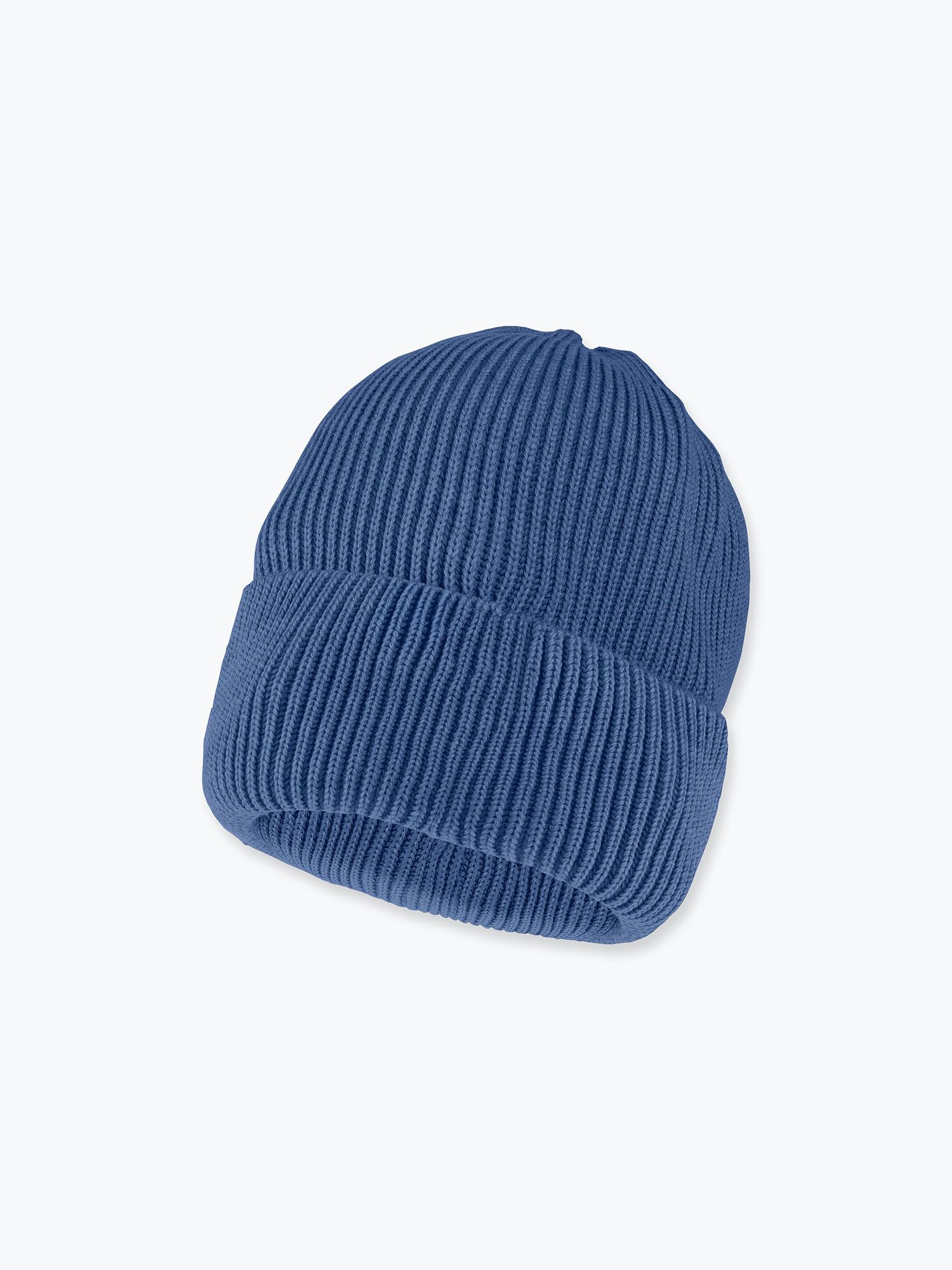 Navy melange Merino wool hat adults