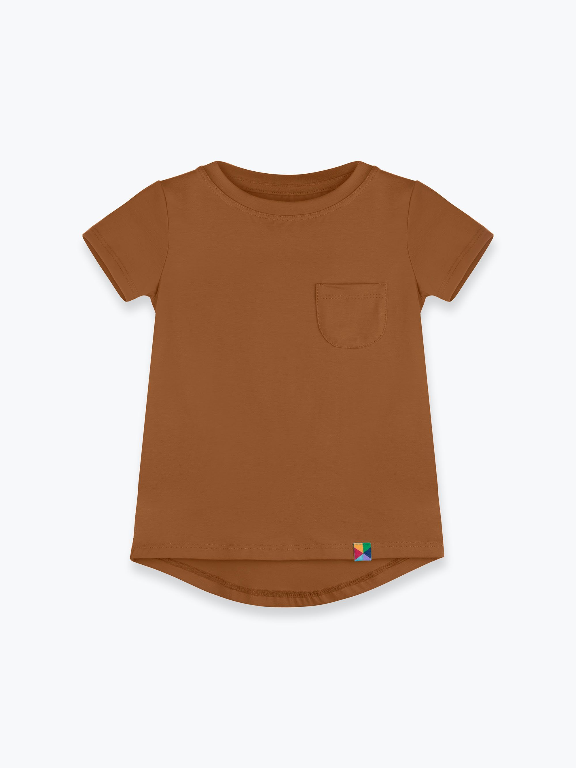 Karmelowy T-shirt z kieszonką