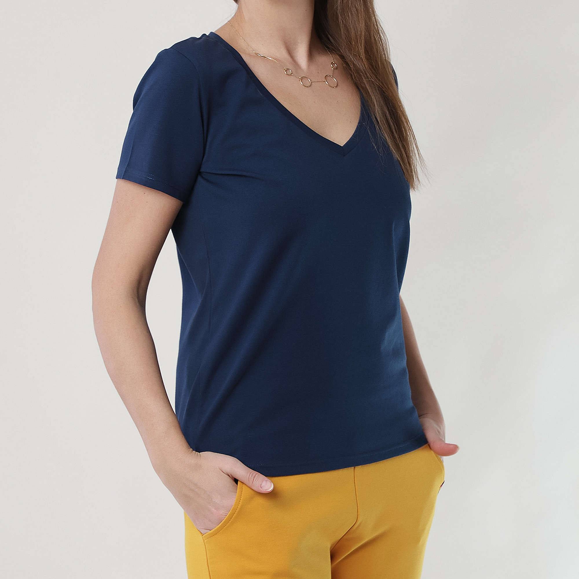 Granatowy T-shirt damski