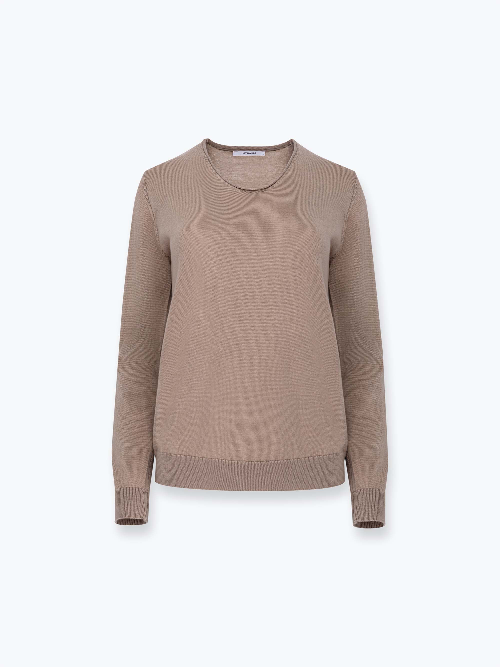 Beżowy sweter z wełny merino damski