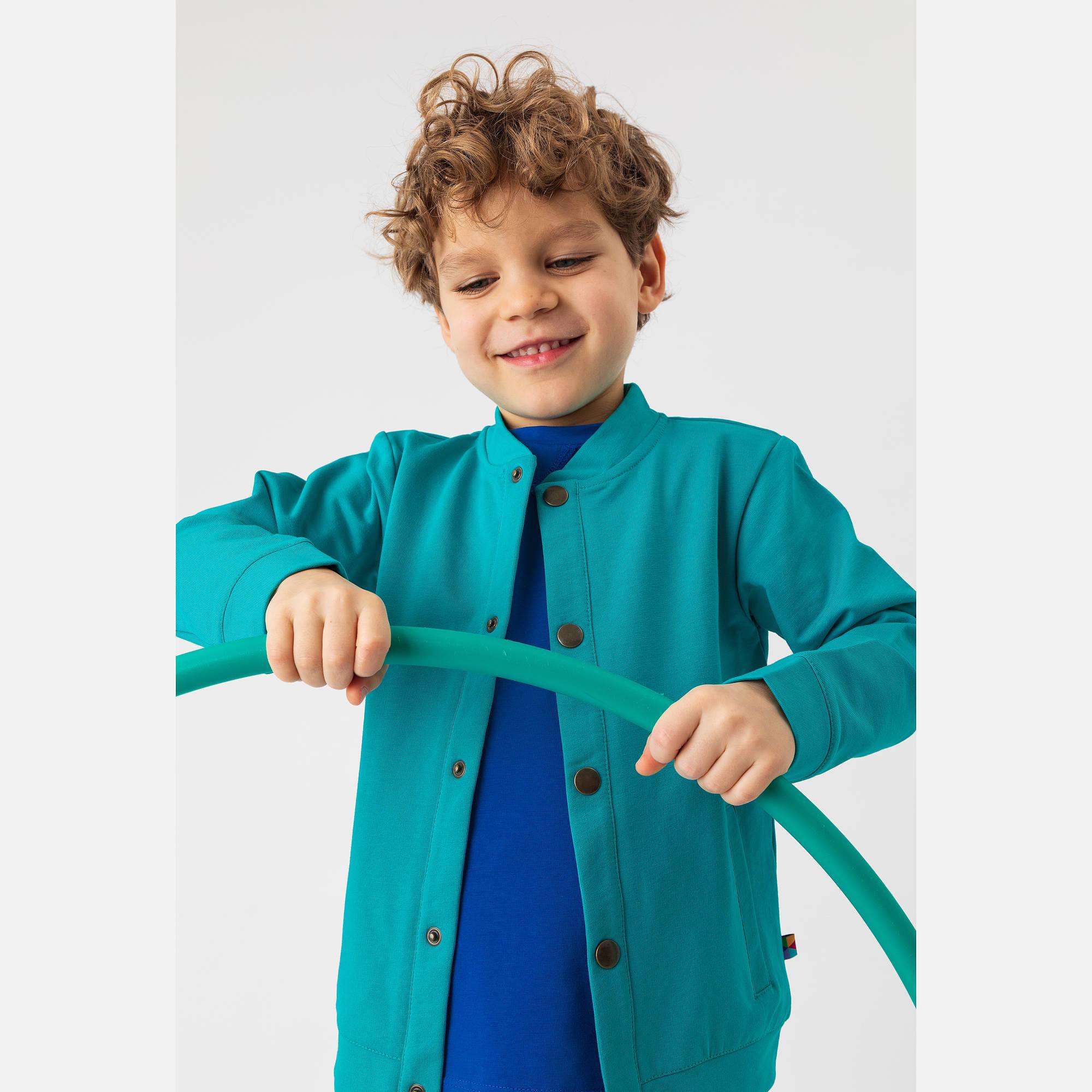 Turkusowa bluza bomber z kieszeniami