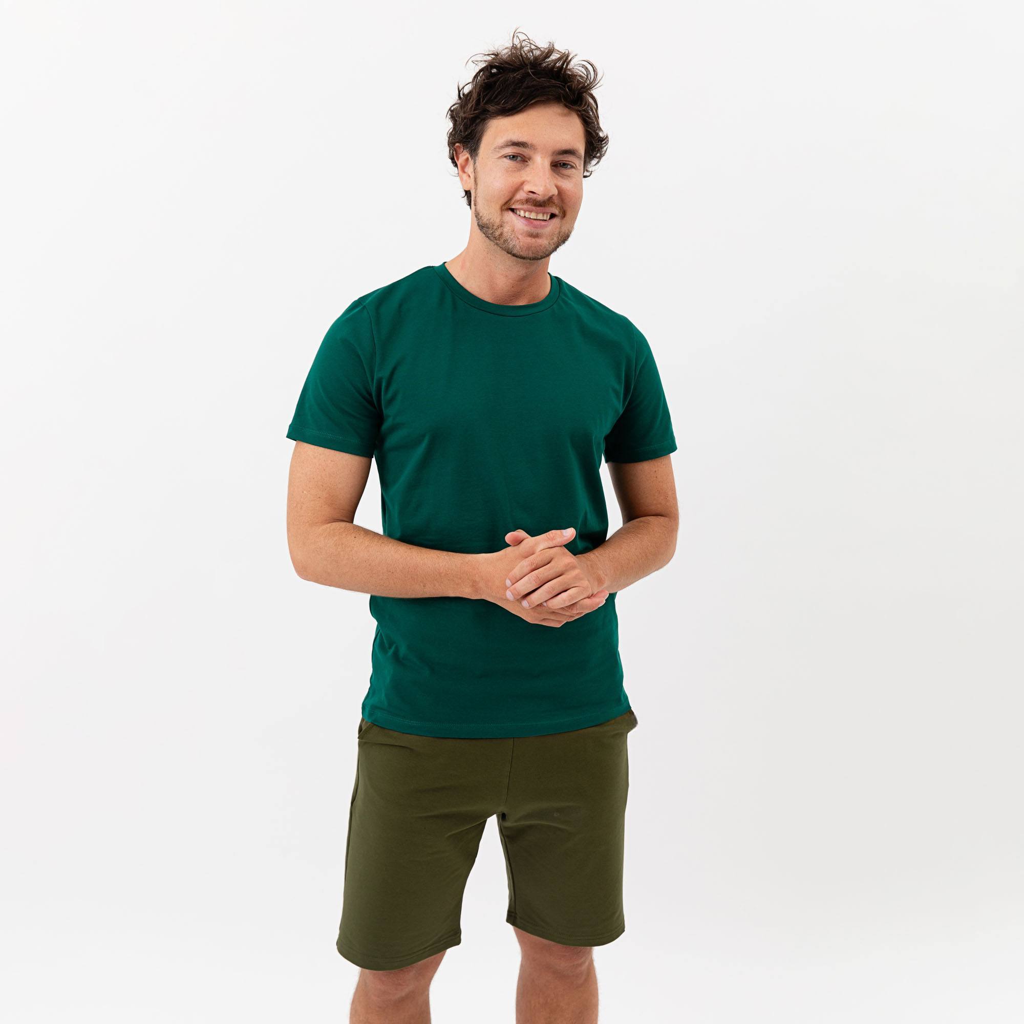 Butelkowozielony T-shirt męski