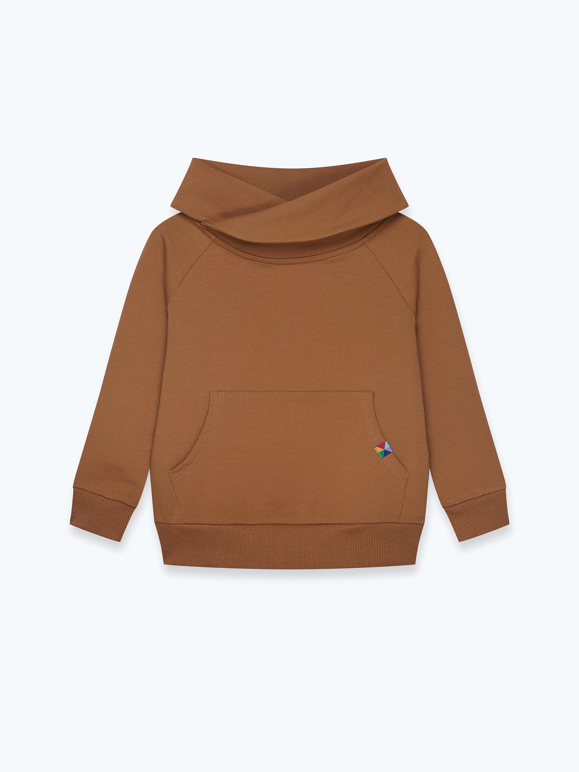 Caramel funnel neck pullover sweatshirt