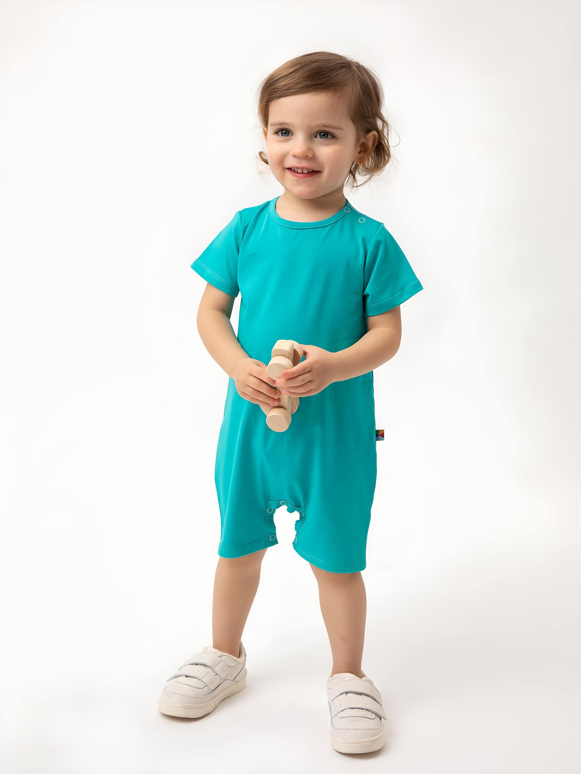 Turquoise short sleeve romper