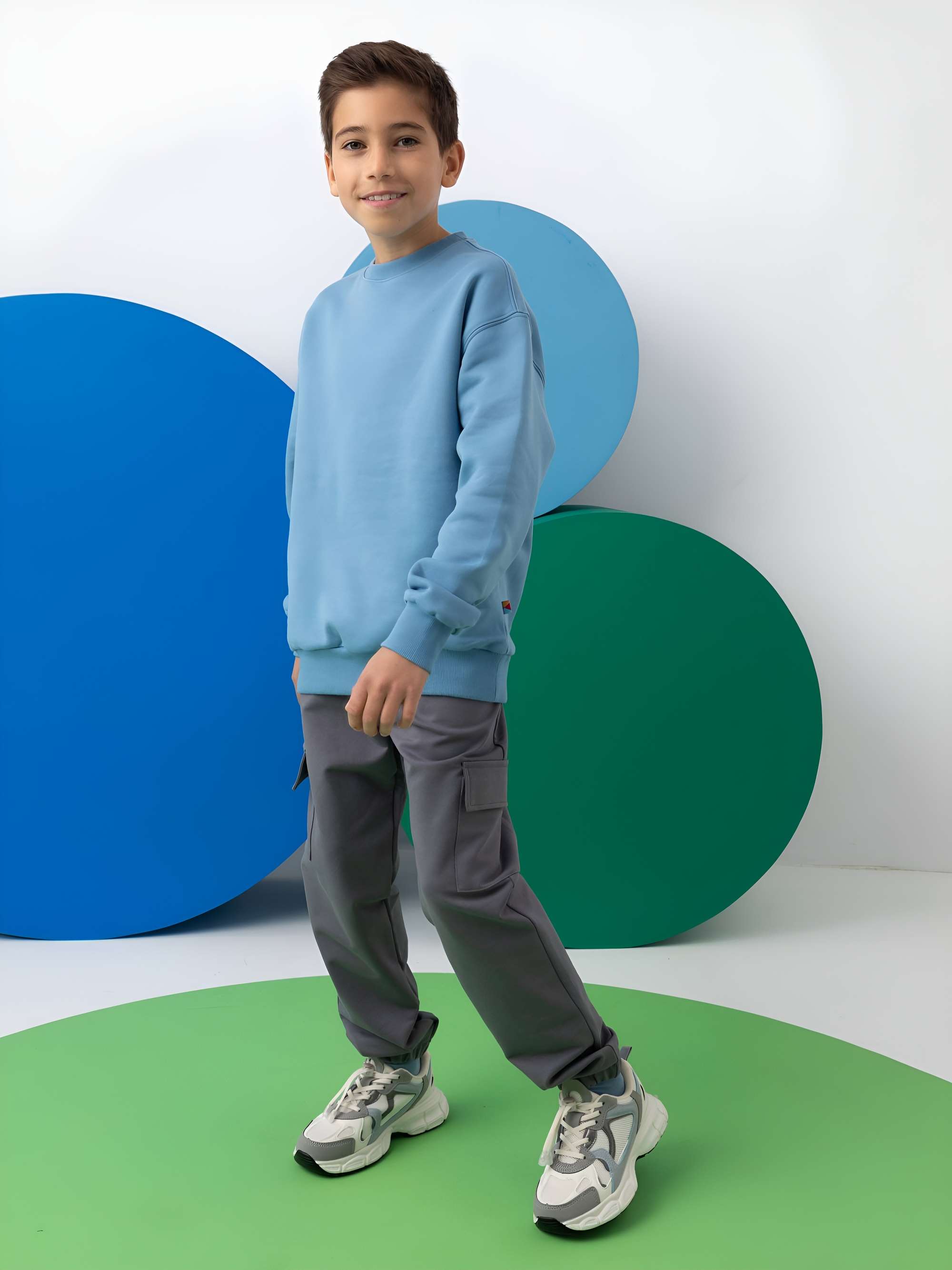 Błękitna bluza dresowa ocieplana Junior