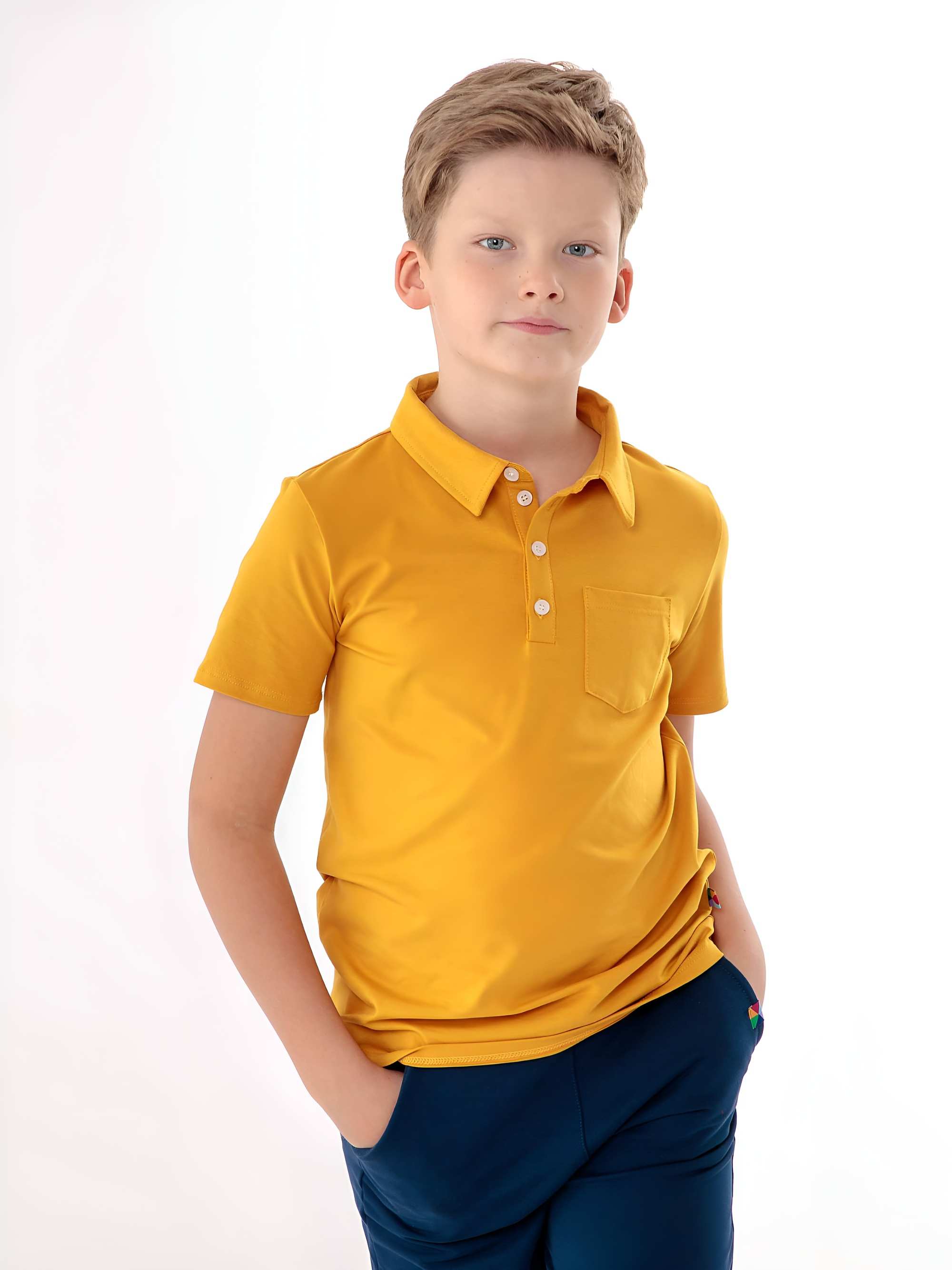 Musztardowa koszulka polo Junior