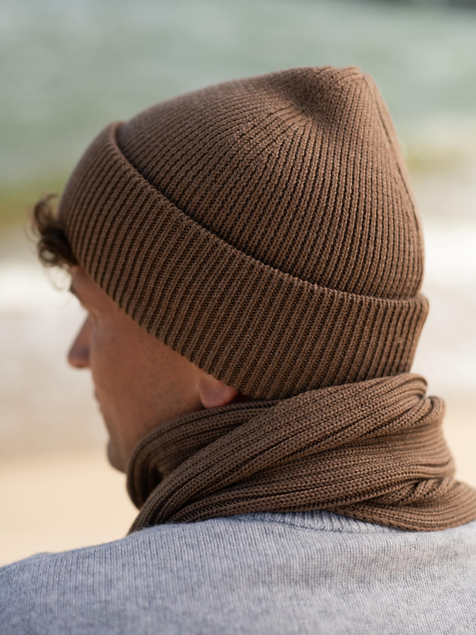 Nut Merino Double Cuff Beanie