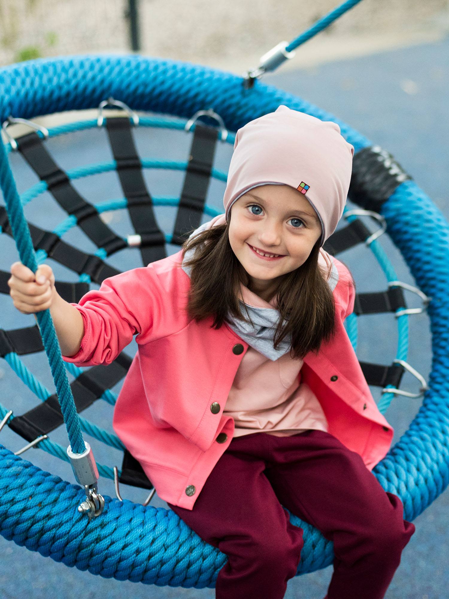 Powder pink-grey Reversible Beanie & Neck Warmer Set Junior