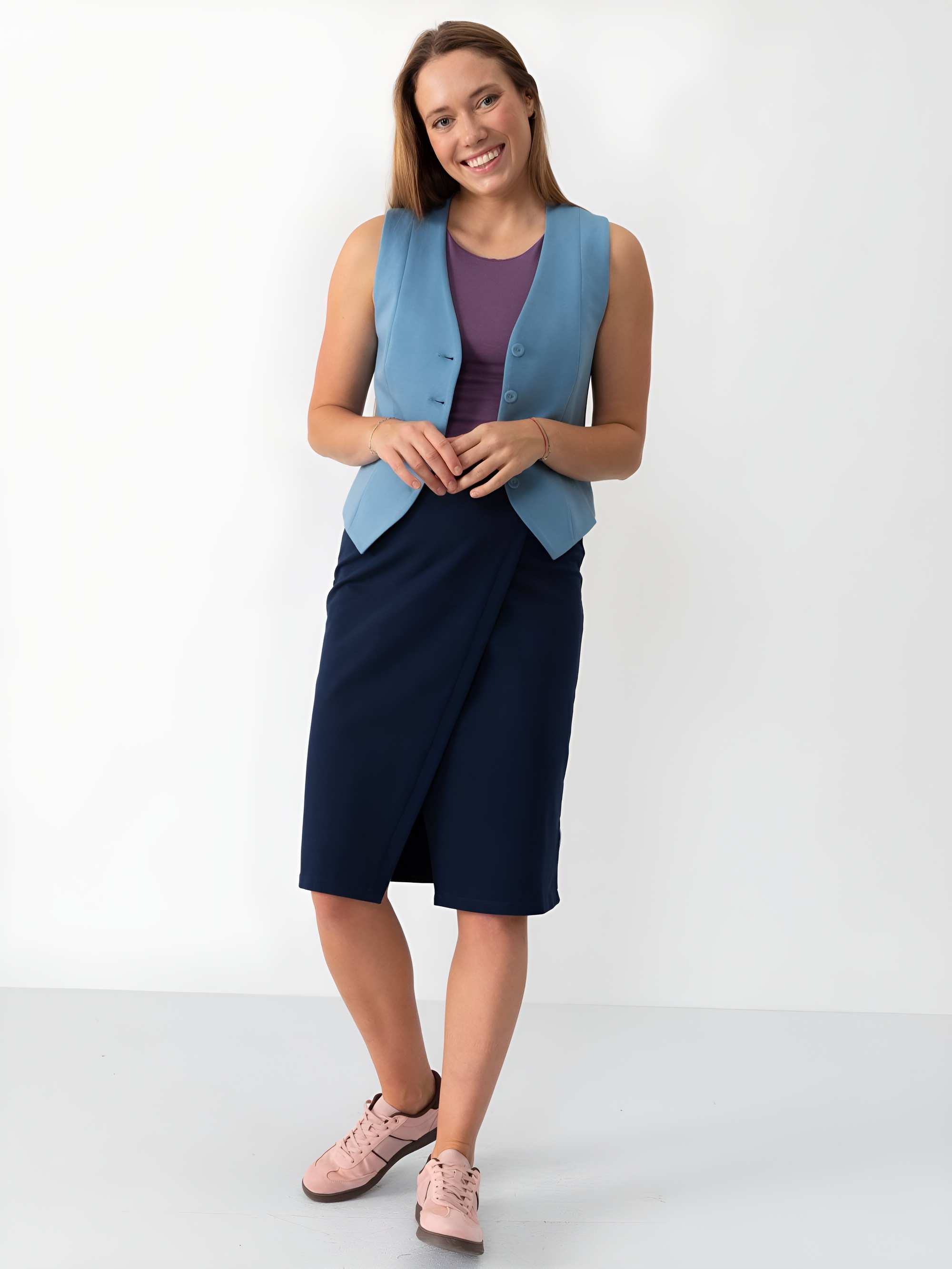 Navy blue wrap skirt Women