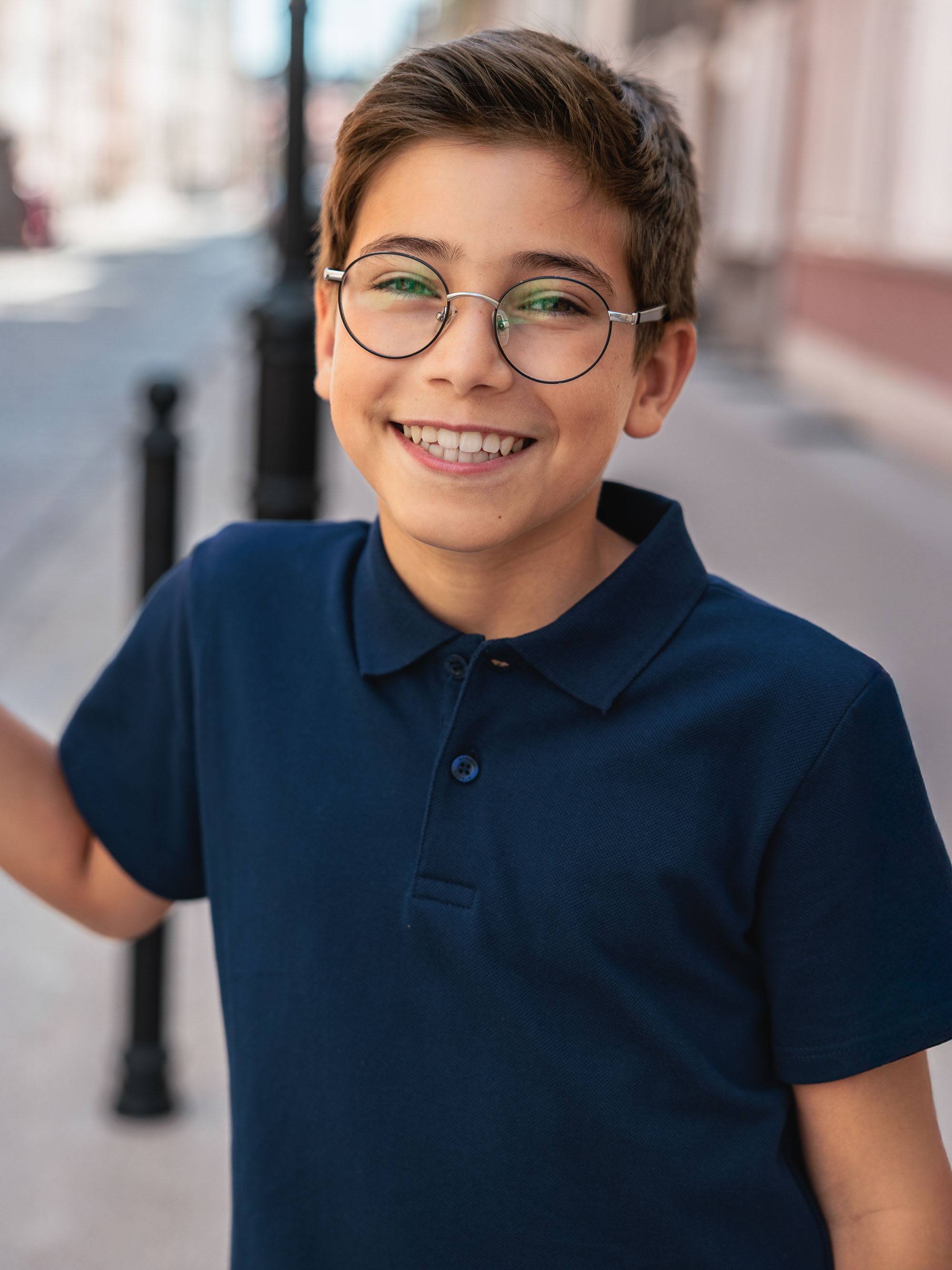 Granatowa koszulka polo typu lacosta Junior