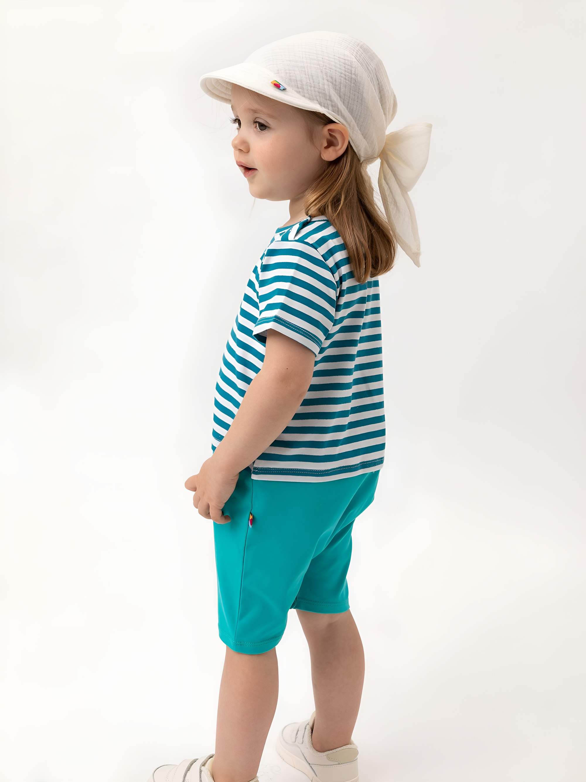 Turquoise stripes striped short sleeve romper Baby