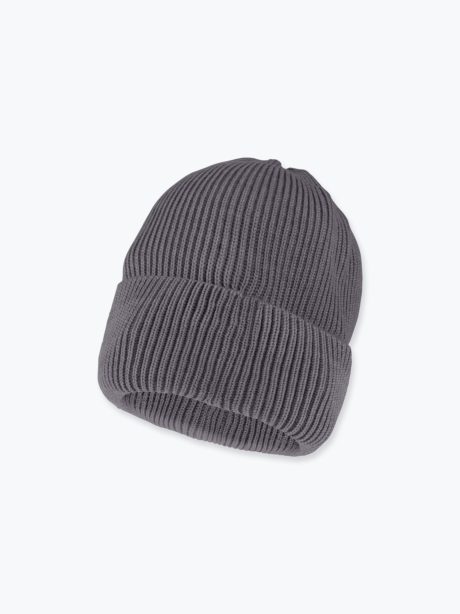 Graphite melange Merino wool hat adults