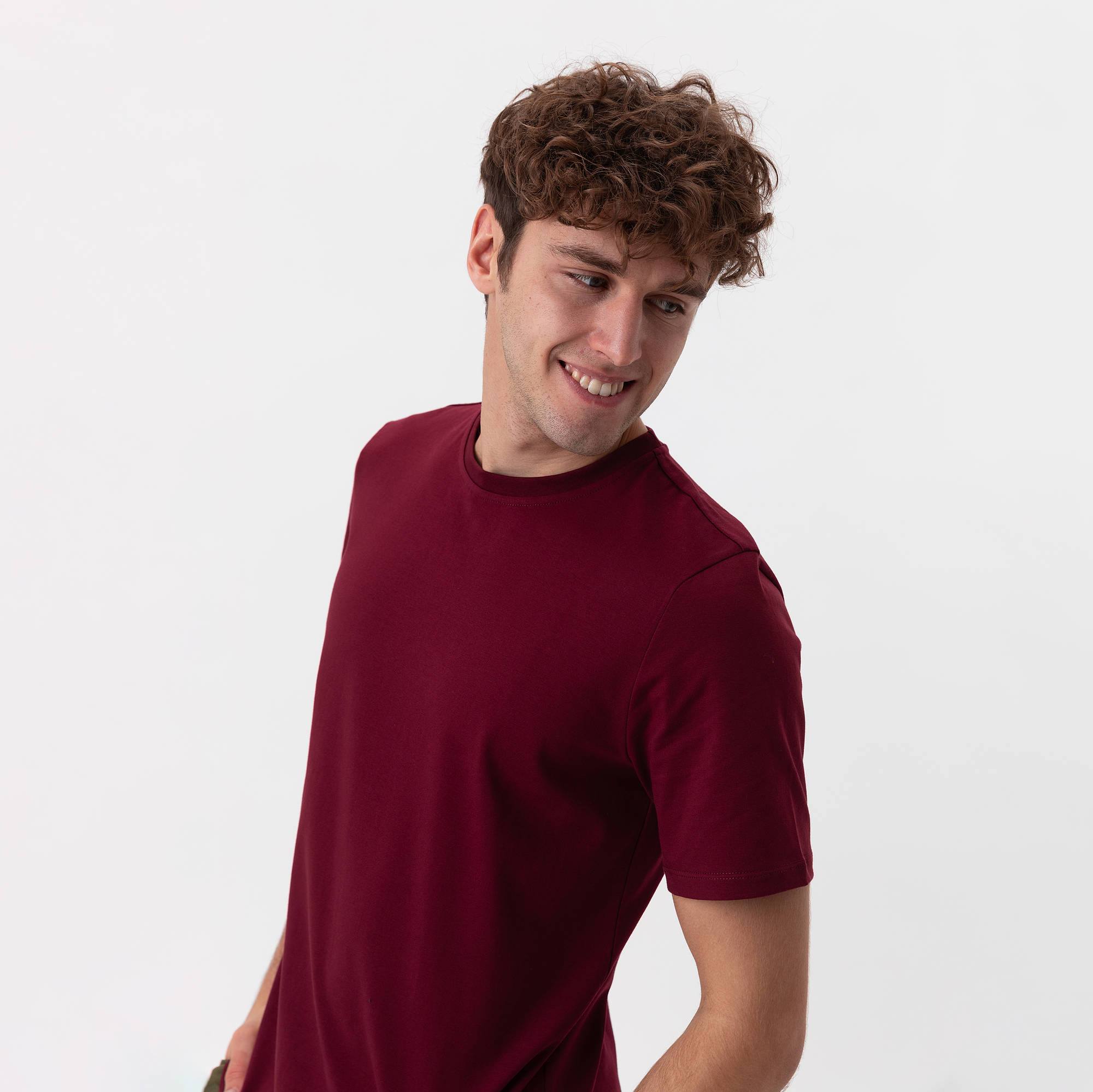 Burgundy ribbed T-shirt Men