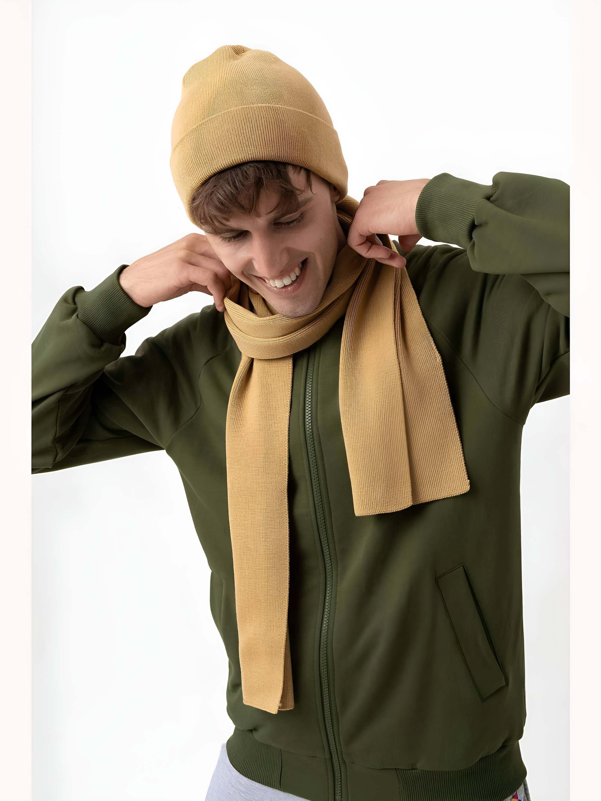 Khaki bluza na zamek męska