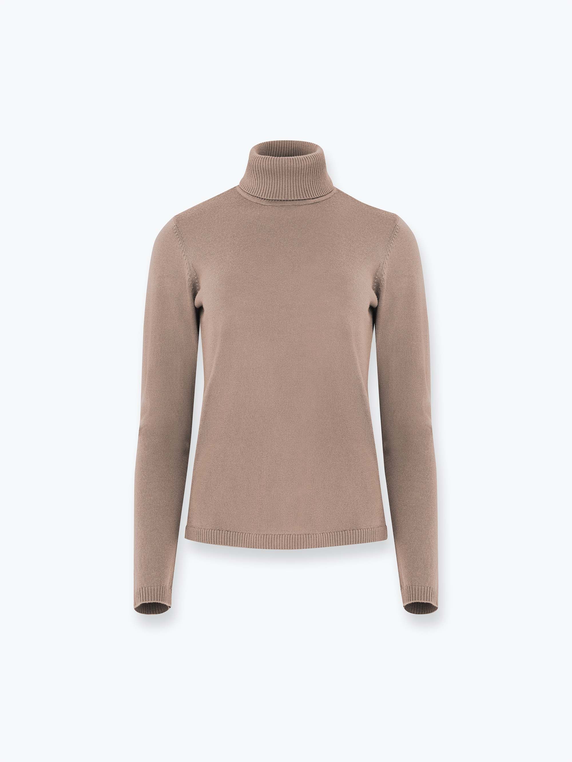 Beżowy golf z wełny merino damski