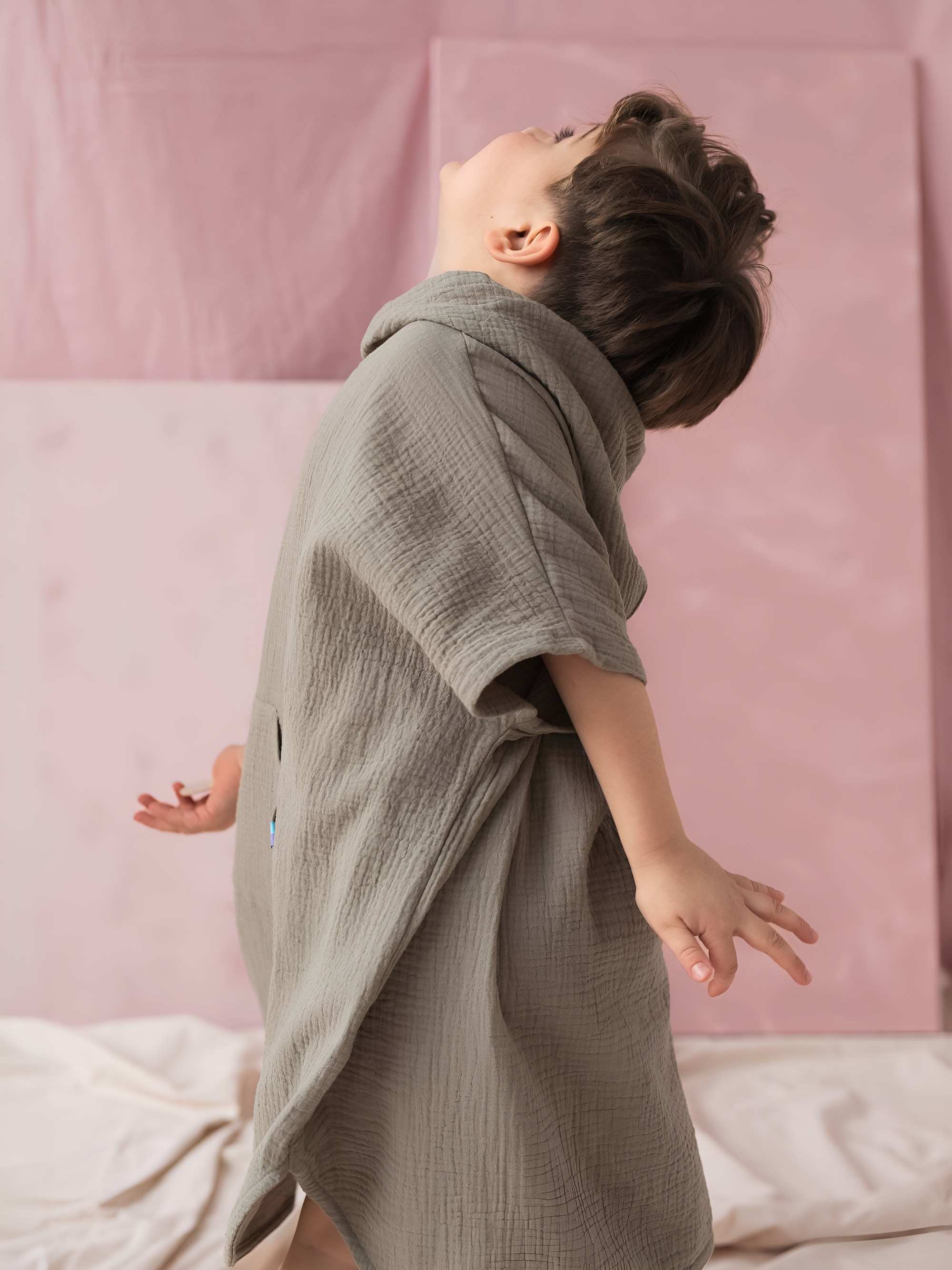 Dark beige muslin poncho