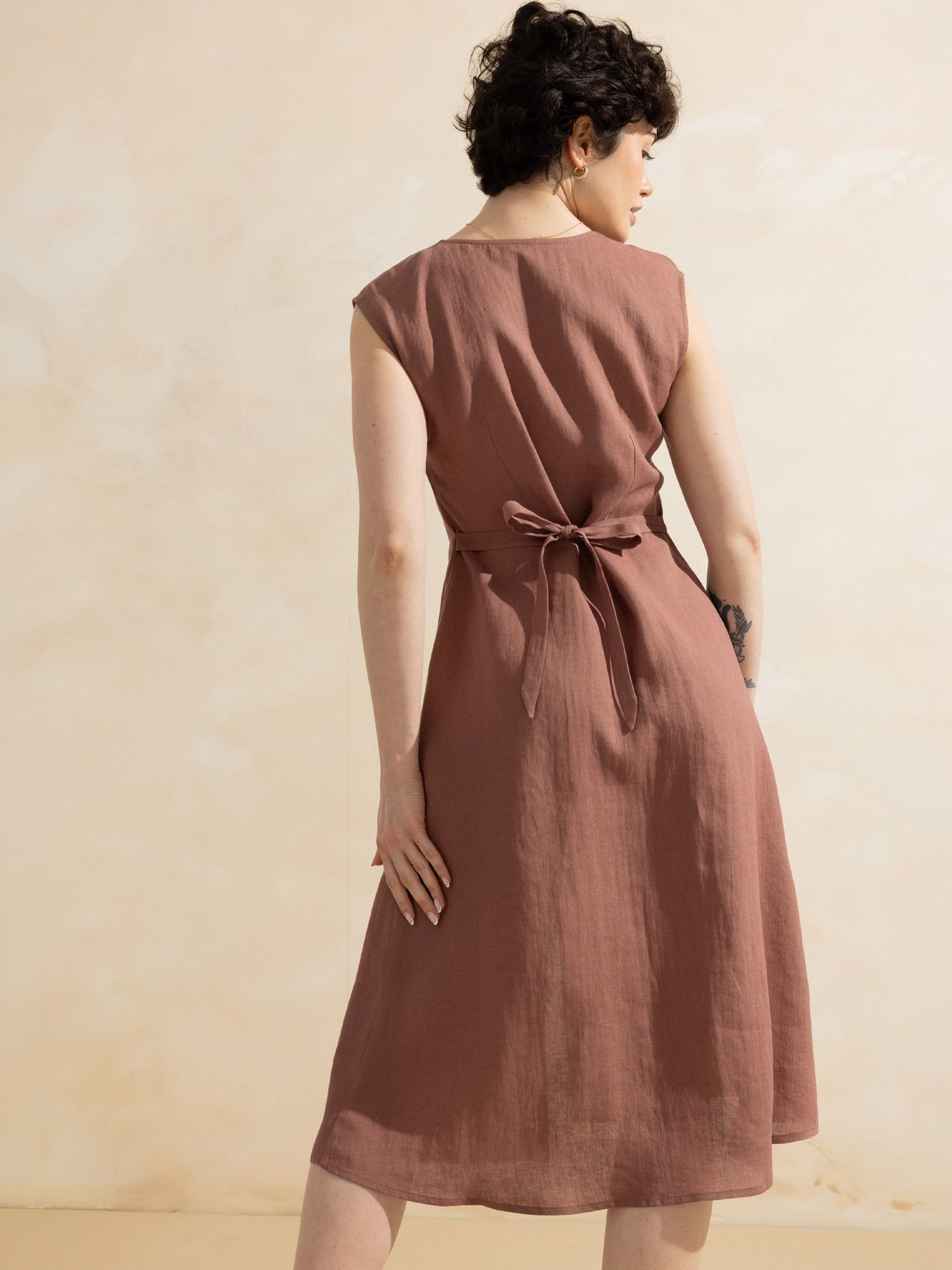 Cocoa Button-Down Linen Dress Women