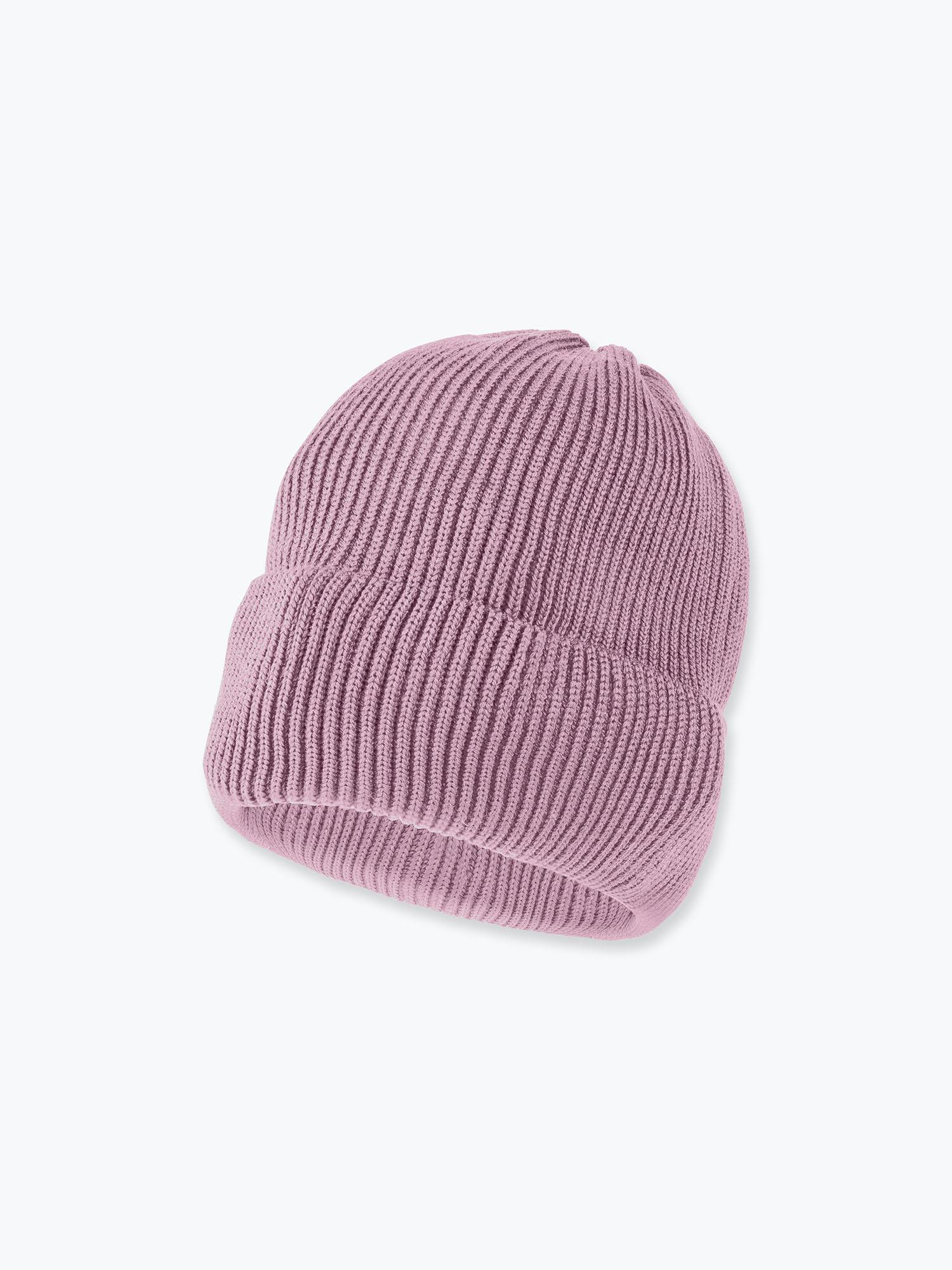 Dusty pink melange Merino wool hat adults