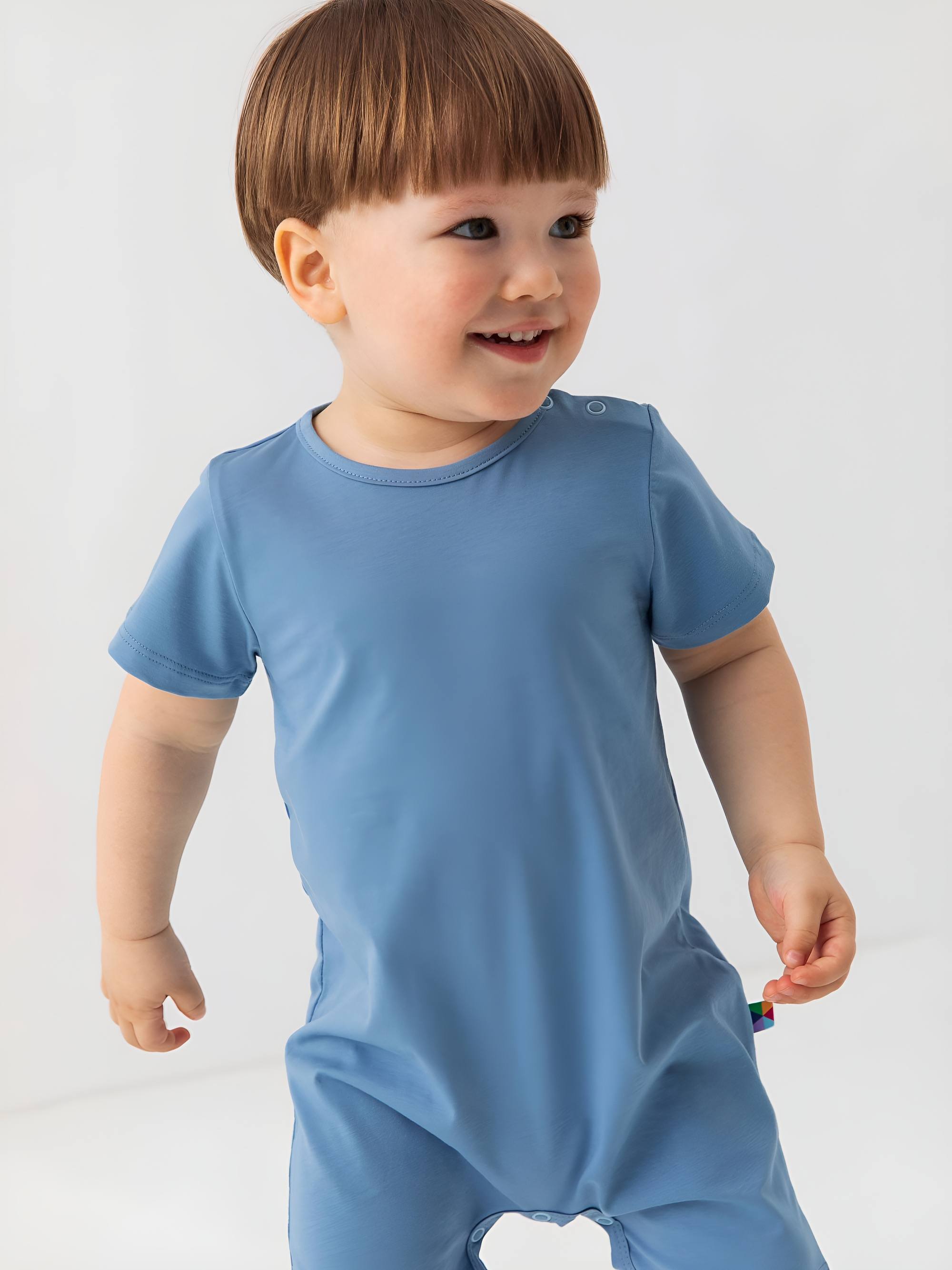 Sky blue short sleeve romper