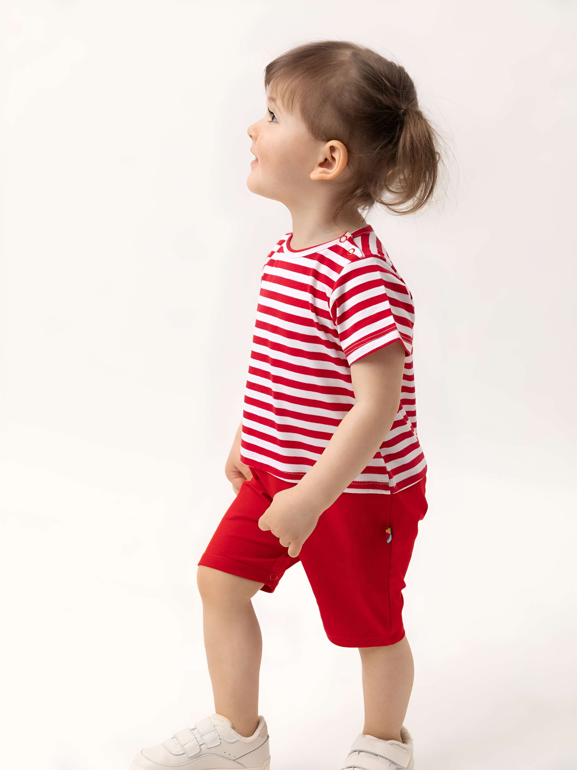 Red stripes striped short sleeve romper Baby