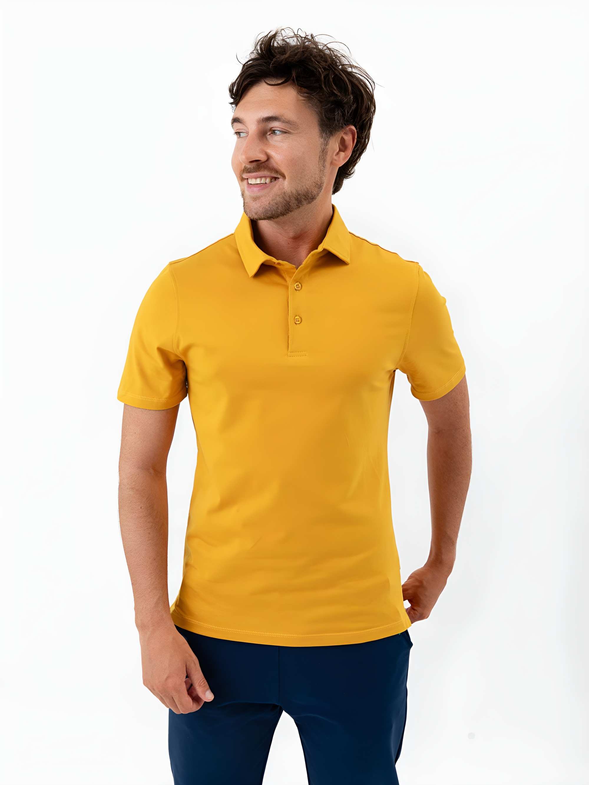 Musztardowa koszulka polo męska