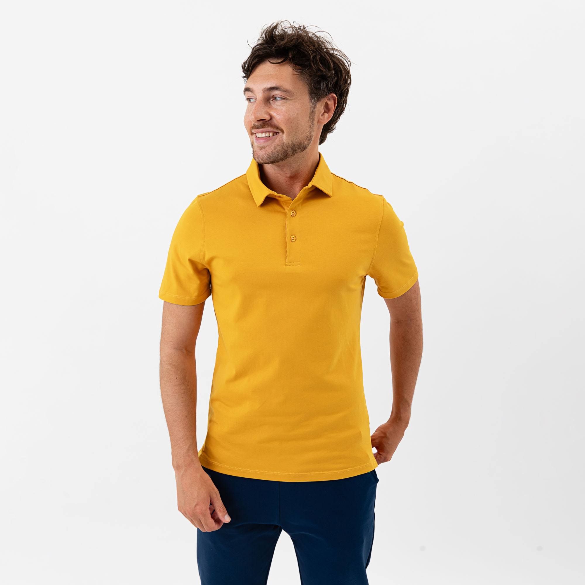 Musztardowa koszulka polo męska