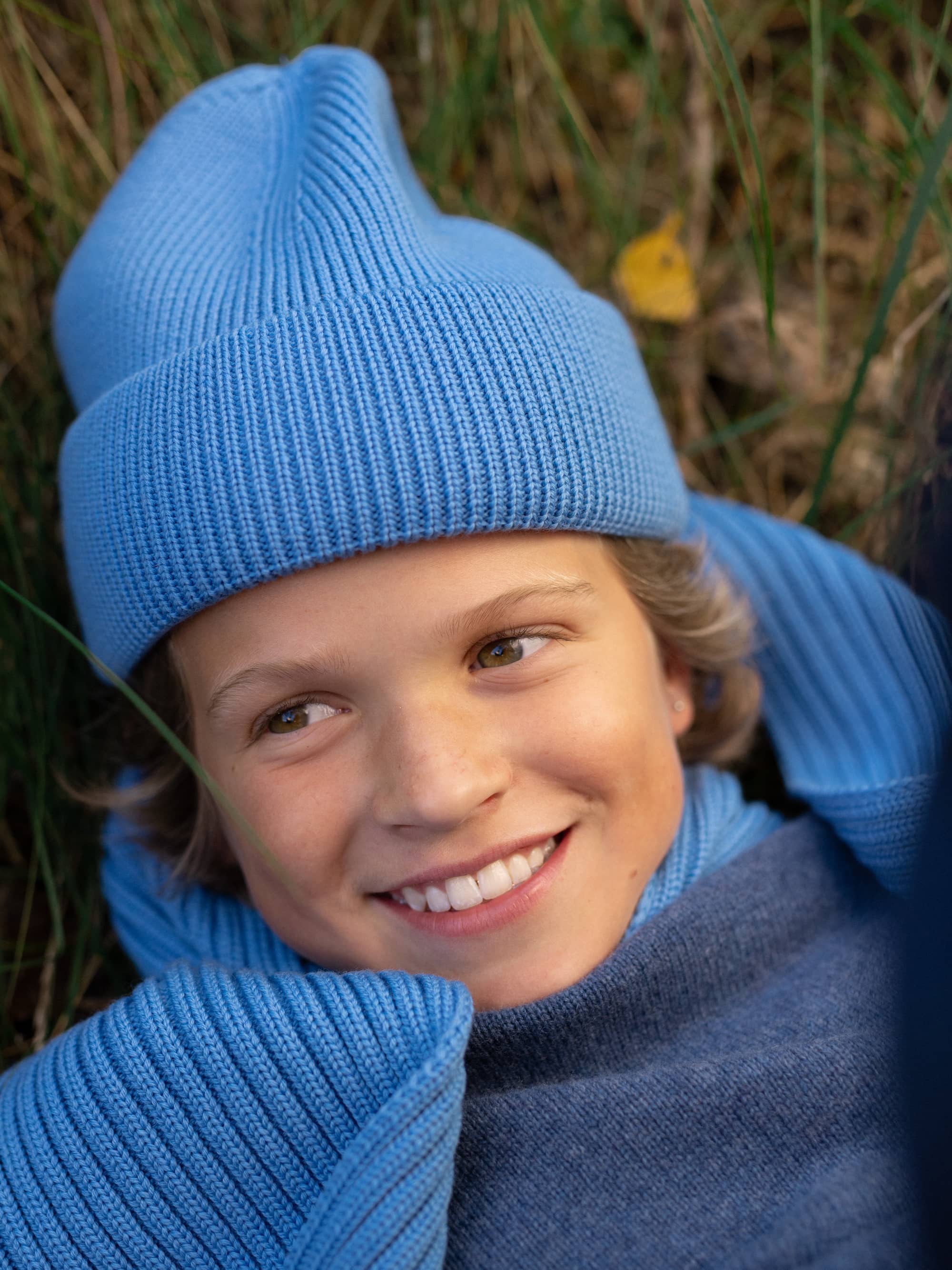 Light blue Merino Double Cuff Beanie