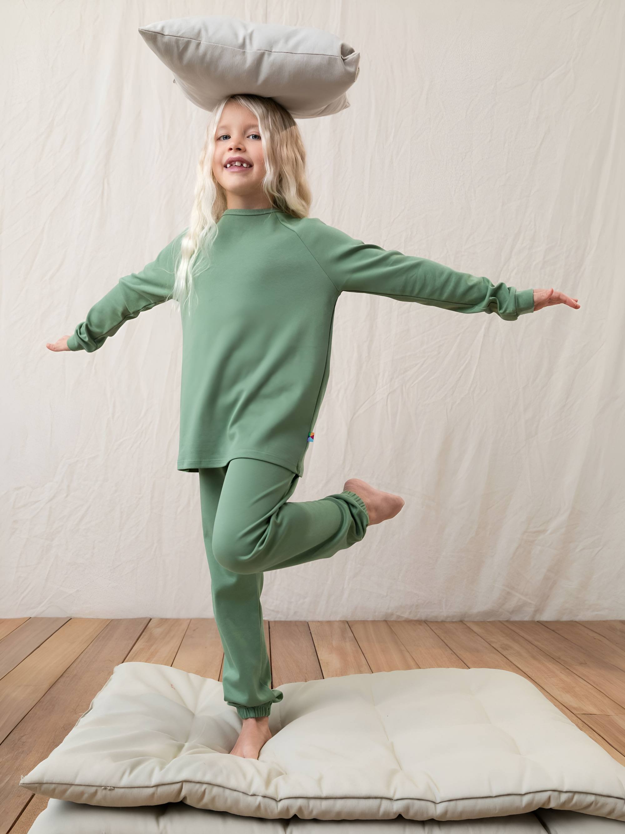 Olive interlock cotton pajama Junior