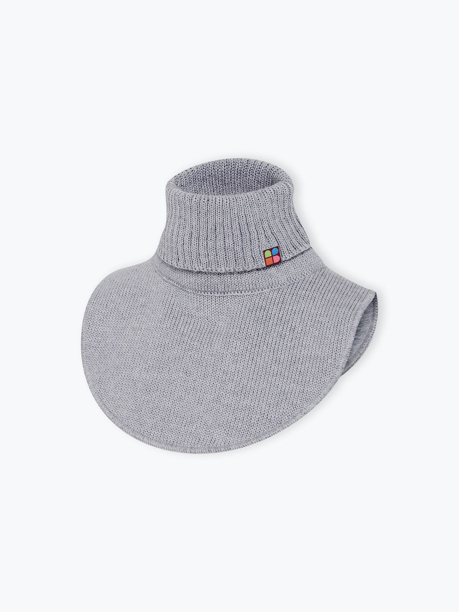 Grey melange merino wool neck warmer kids