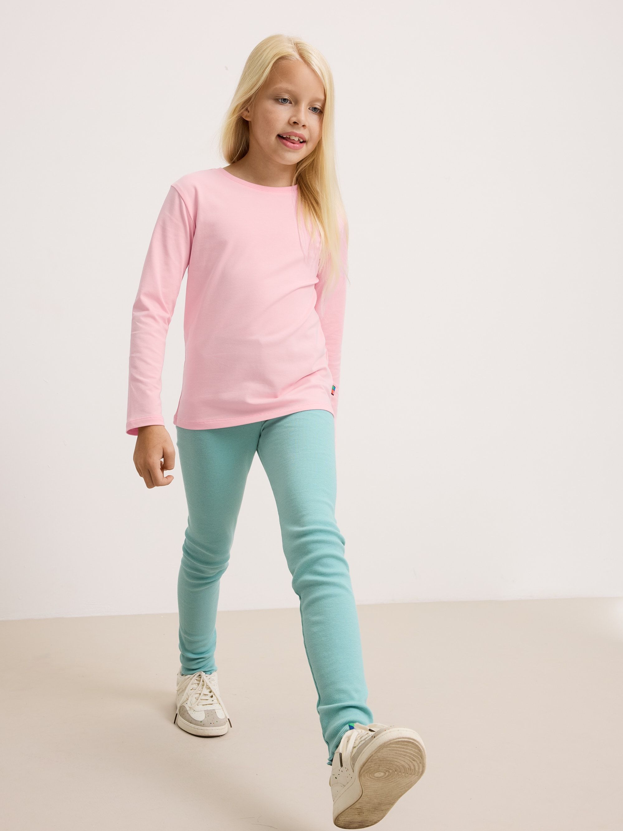 Light turquoise Ribbed Leggings Junior
