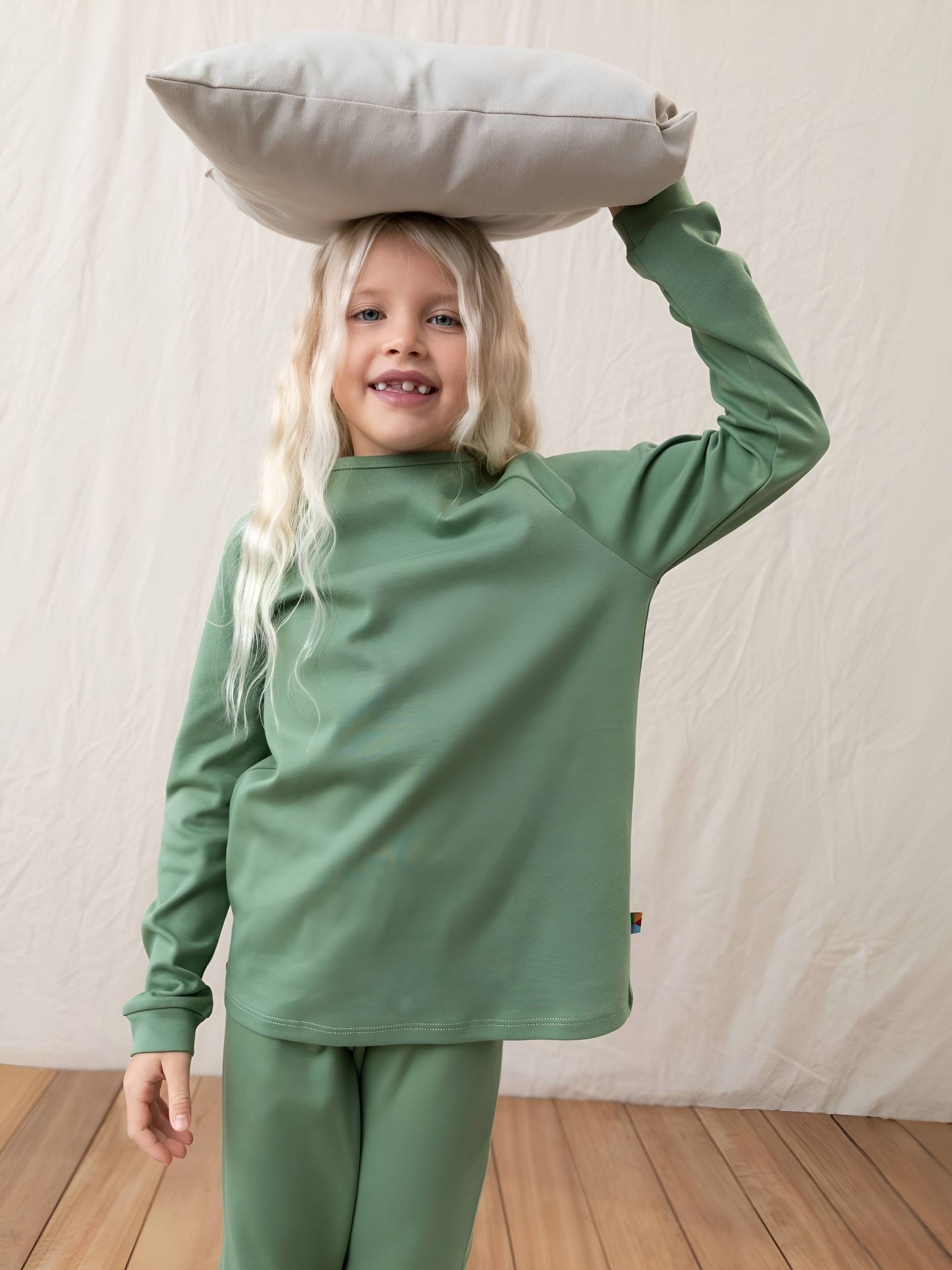 Olive interlock cotton pajama Junior